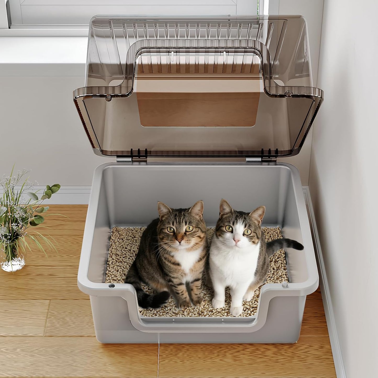 Oneluck Large Covered Cat Litter Box for Multi-Cat Households