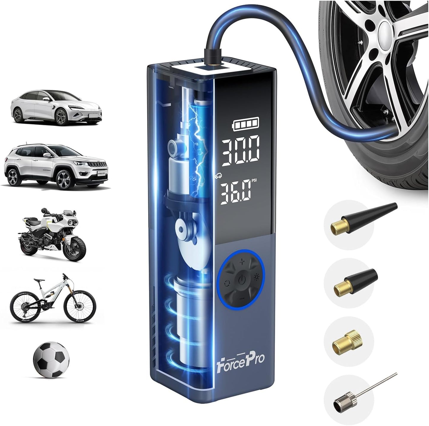 ForcePro Cordless Tire Inflator: 2X Faster + 150PSI!