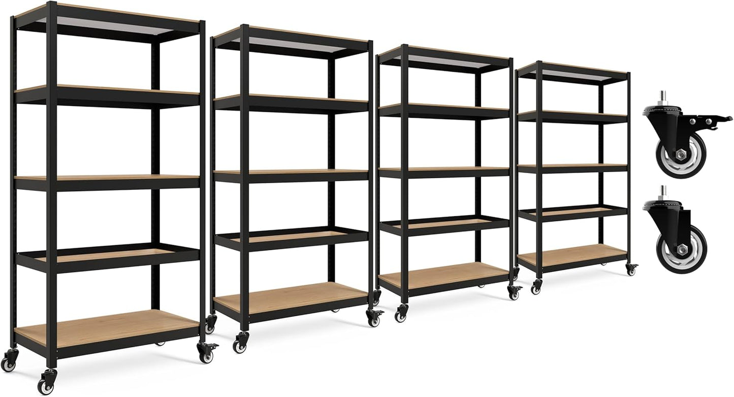 HOMEDANT 5-Tier Metal Rolling Cart with Heavy Duty Wheels