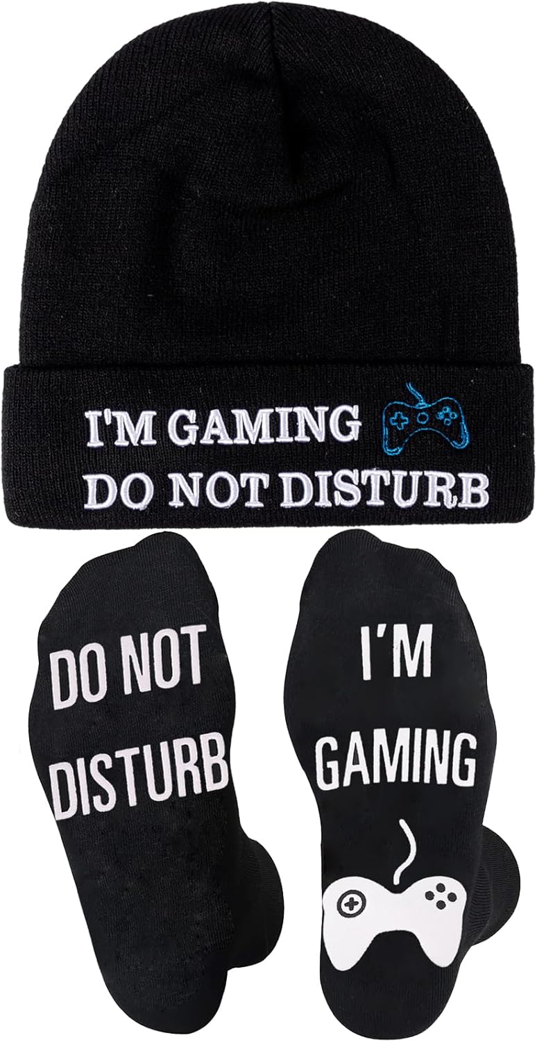 Funny Gaming Socks & Beanie Set - Cozy Winter Gift!