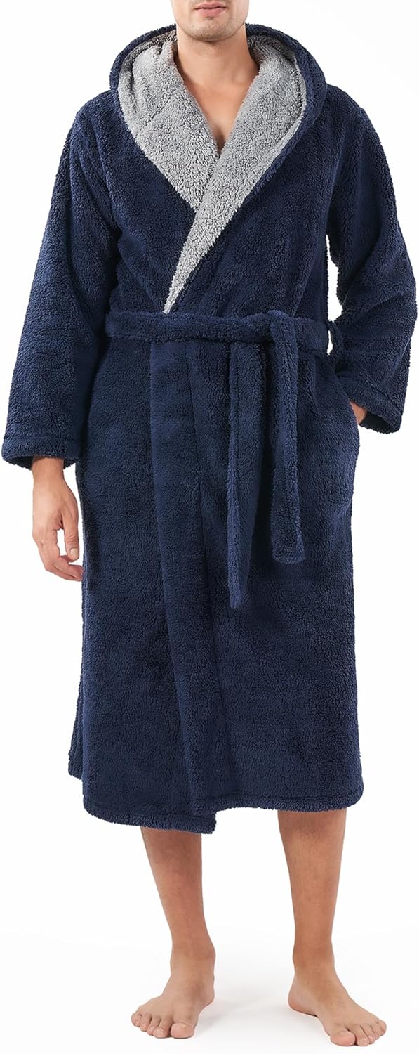 DAVID ARCHY Men's Soft Fleece Plush Robe for Ultimate Comfort
