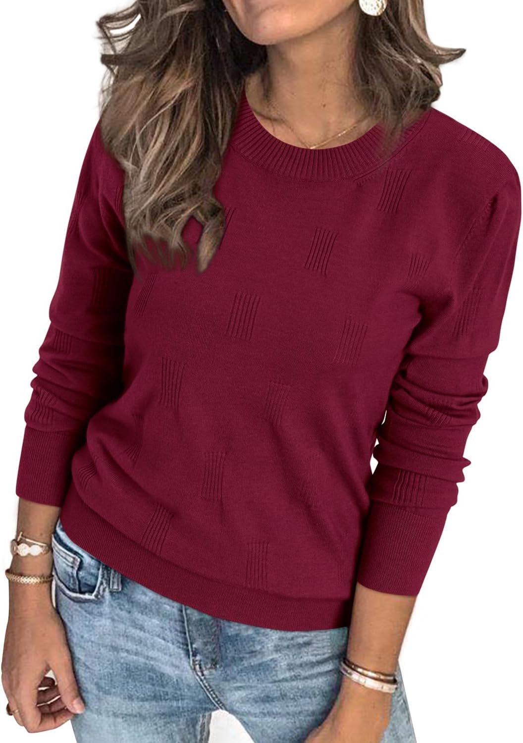 Arach&Cloz Women's Soft Knit Sweater for Casual Fall Style