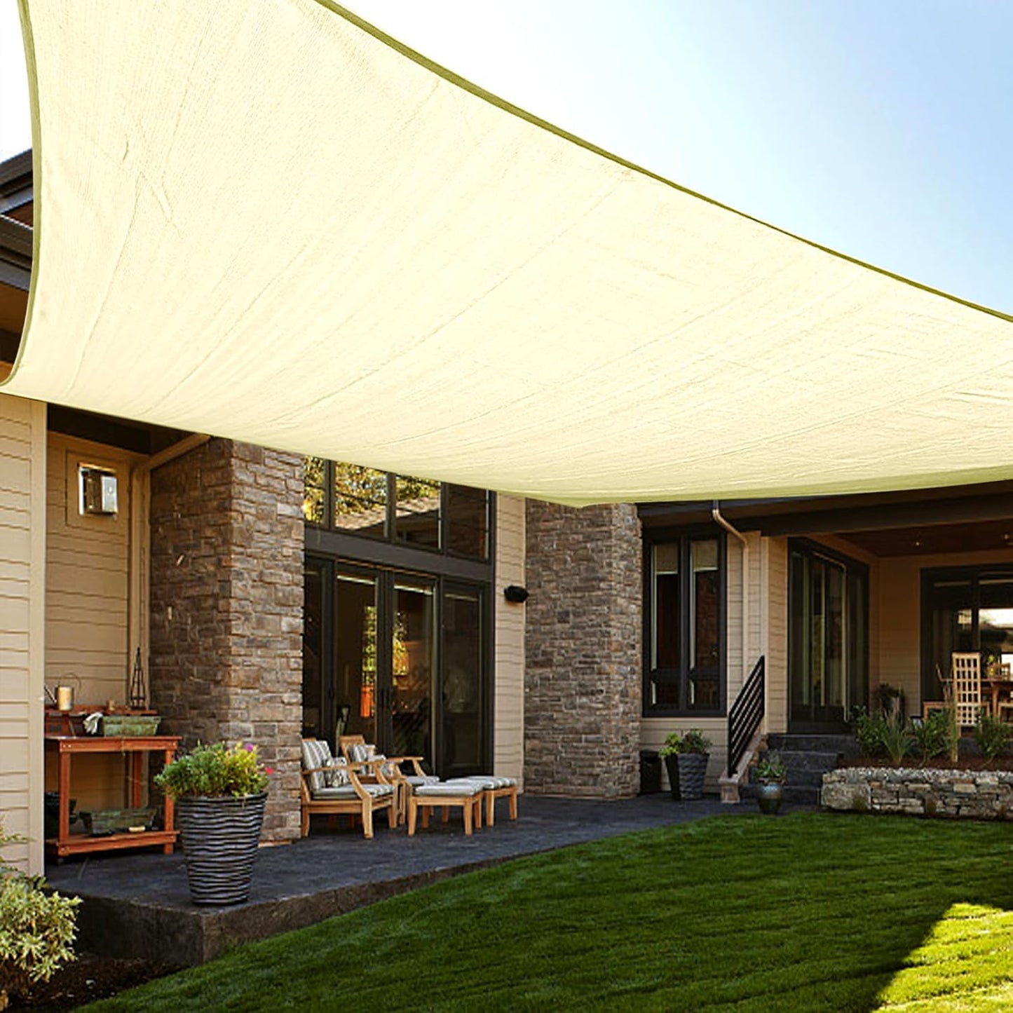 LOVE STORY Custom Size 9ftx10ft Butter Cream Sun Shade Sail