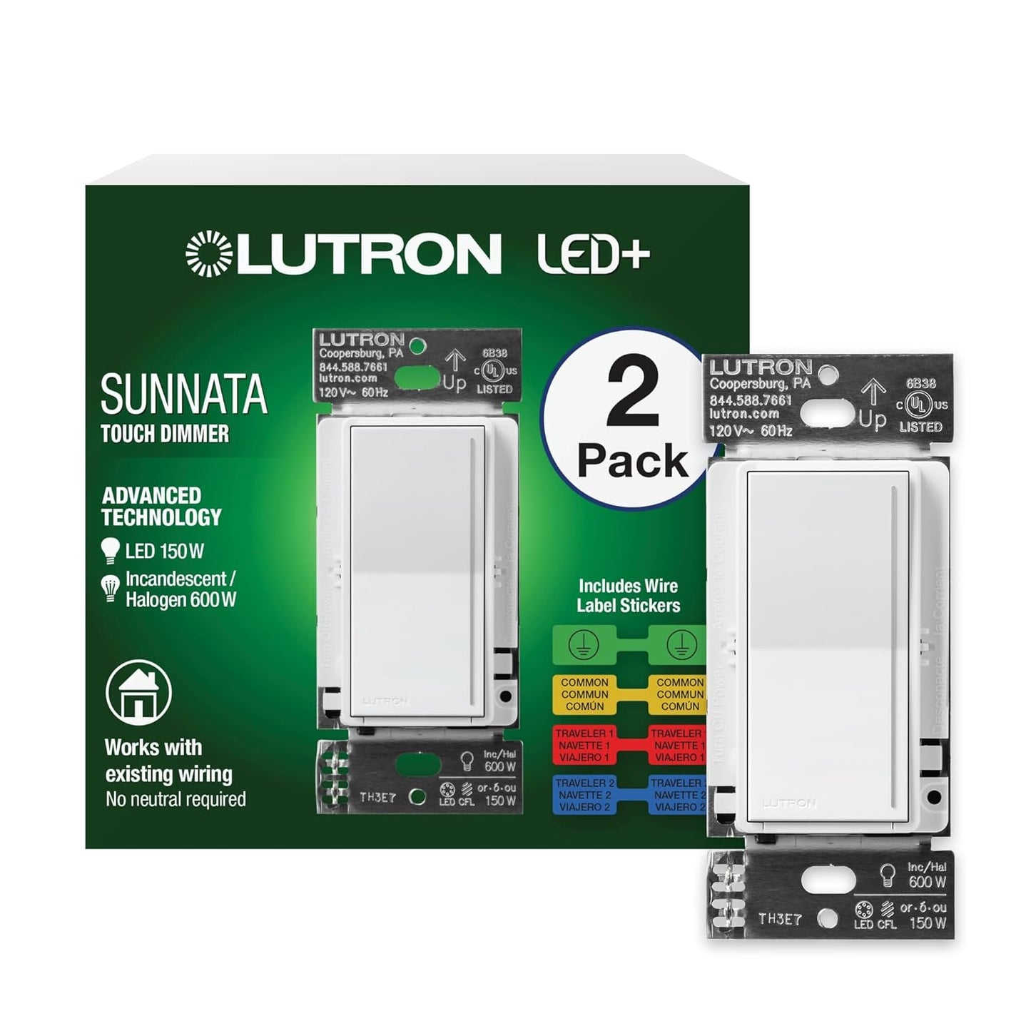 Lutron Sunnata Touch Dimmer Switch for LED and Incandescent Use