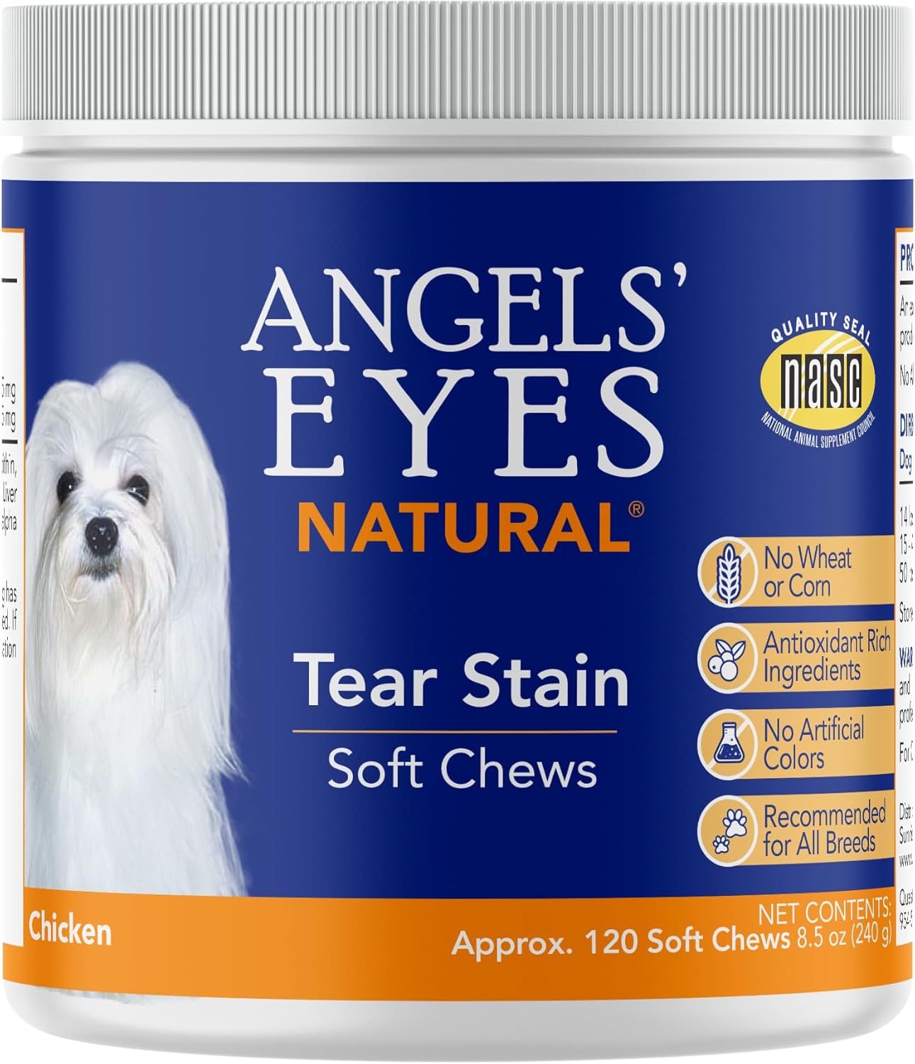 Angels Eyes Natural Tear Stain Supplement Chews for Dogs