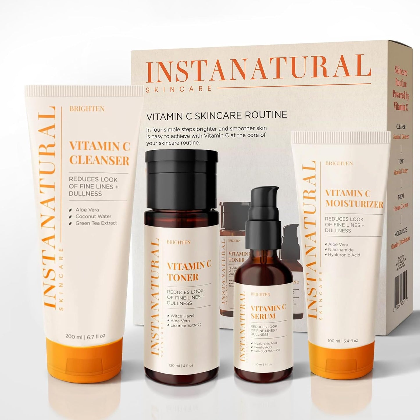 InstaNatural Vitamin C Four Step Skin Care Set for Radiant Skin