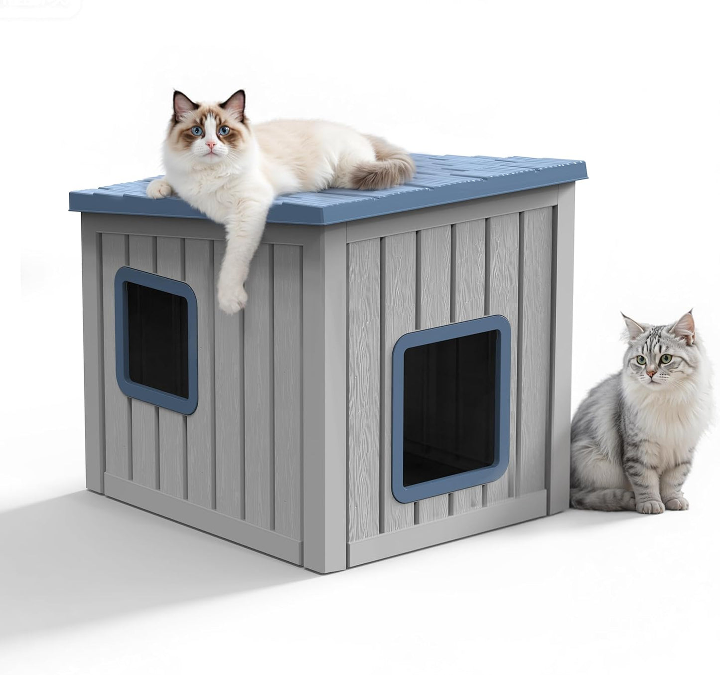 Outdoor Waterproof Cat House for Feral Cats and Small Dogs