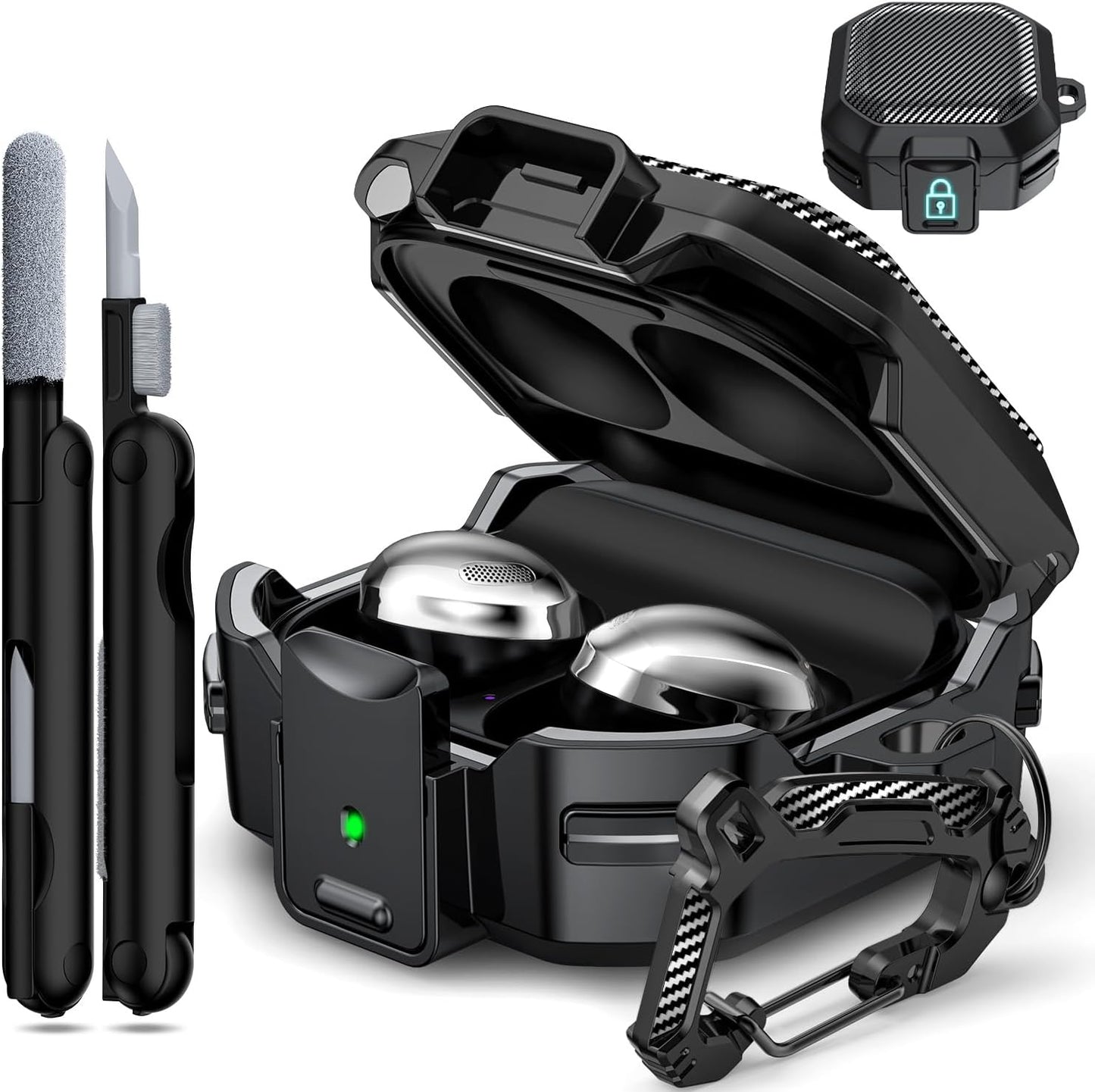 RFUNGUANGO Military Carbon Fiber Case for Samsung Galaxy Buds - Anti-Drop & Stylish