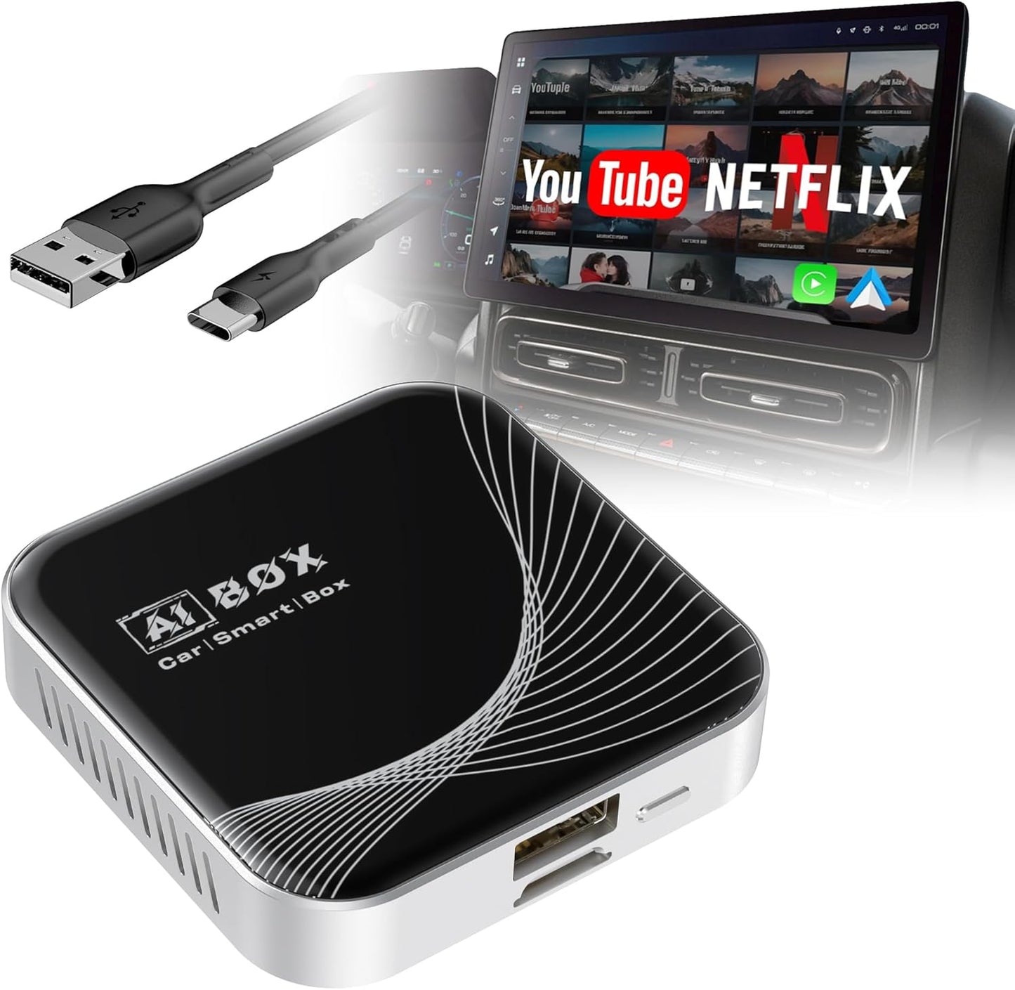 Wireless CarPlay & Android Auto Adapter - Easy Setup, Media Streaming