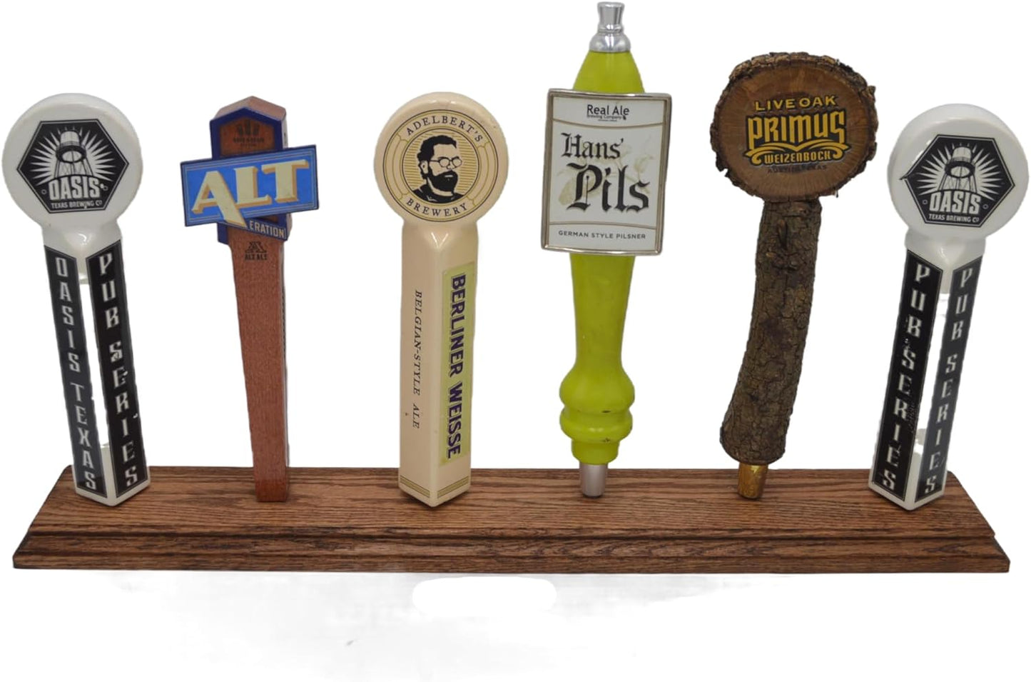 Handmade American Red Oak Beer Tap Handle Display for Bars