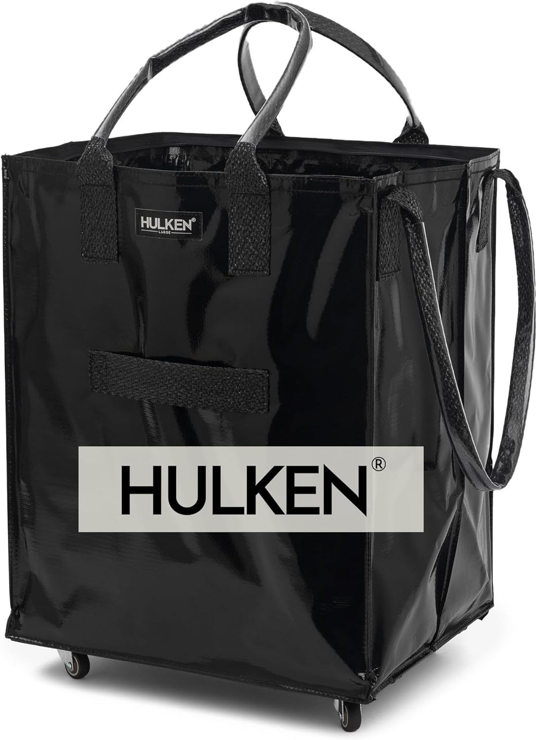 Large Black Reusable Grocery Bag On Wheels for Easy Shopping