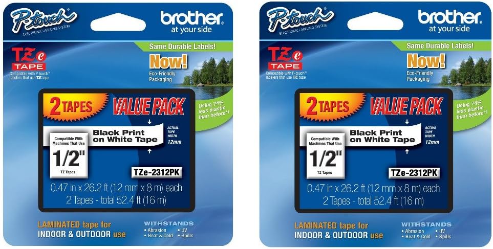 Brother TZe2312PK Laminated Black On White Tape 2-Pack Review