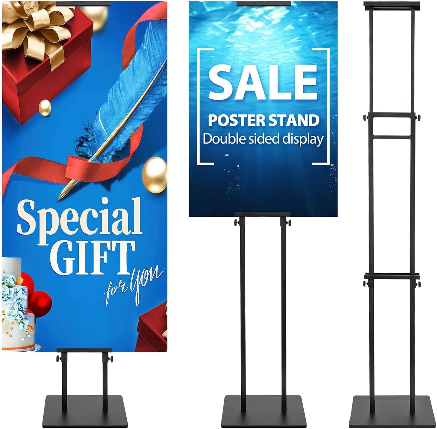 Double Sided Poster Stand Display for Adjustable Height Use
