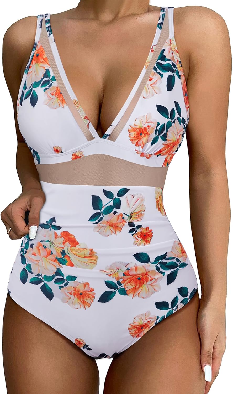 SUUKSESS Women Sexy Mesh Tummy Control Swimsuit for Summer Fun