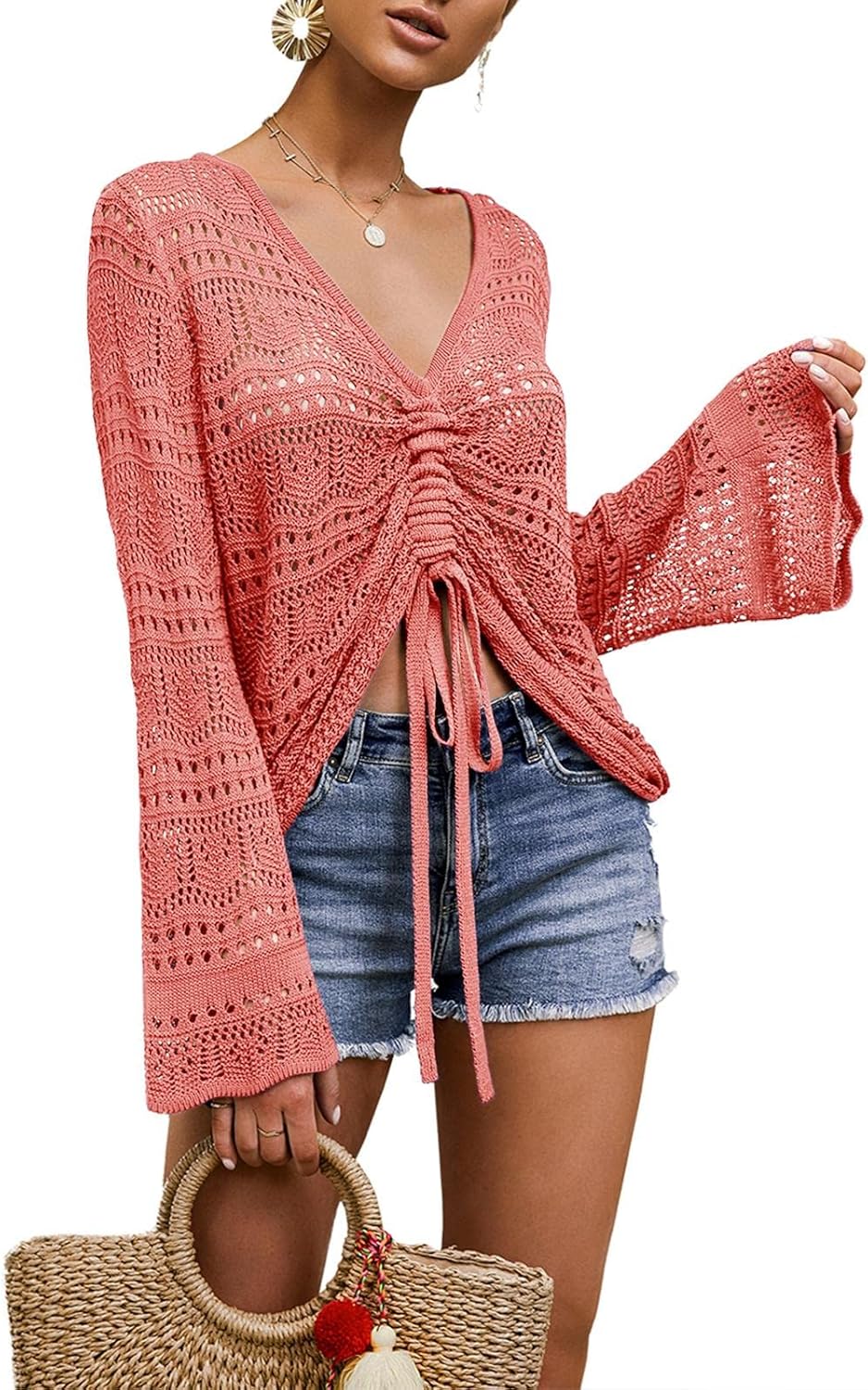 Stylish Crochet Top Beach Cover Up for Women by FERBIA