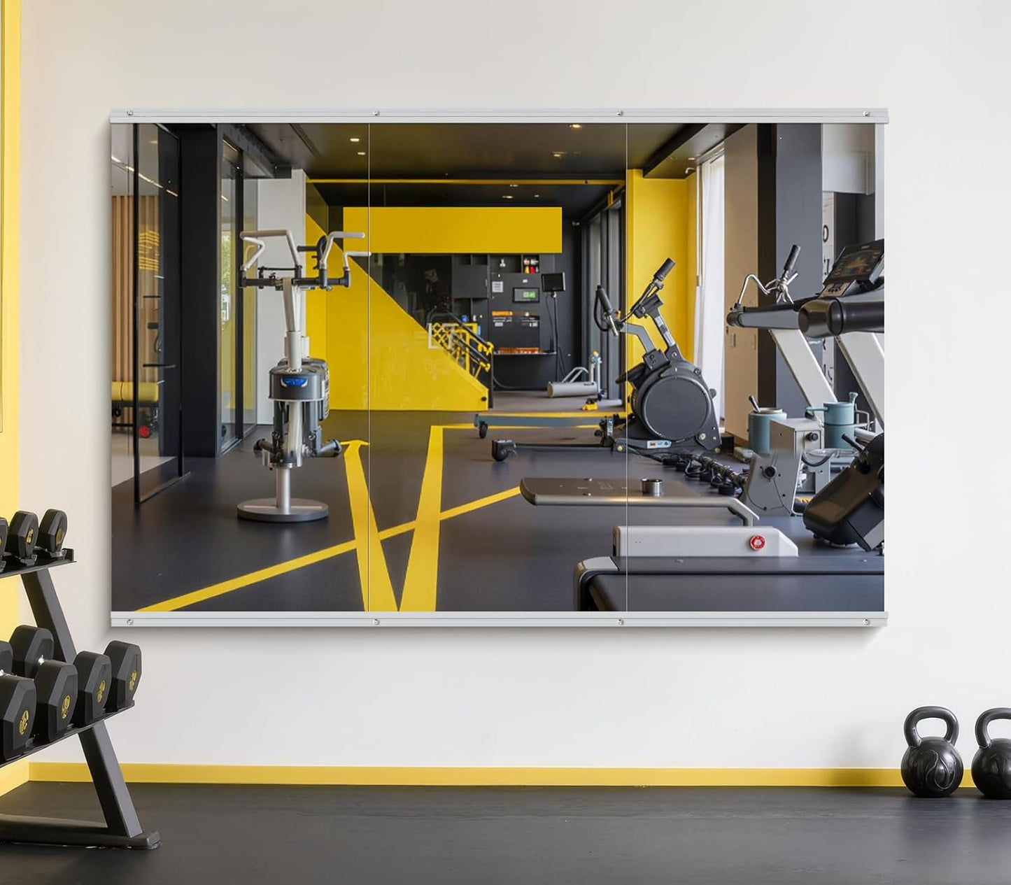Home Gym Mirror - 48x24 Inch Frameless Tempered Glass Design