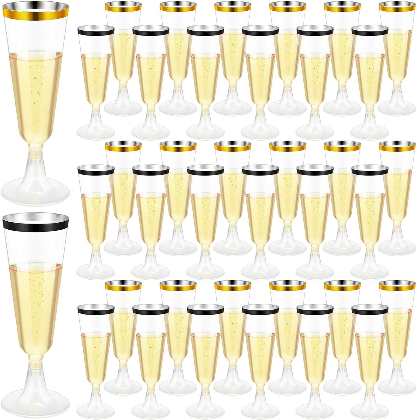 150 Pcs 5 Oz Plastic Champagne Flutes for Celebrations