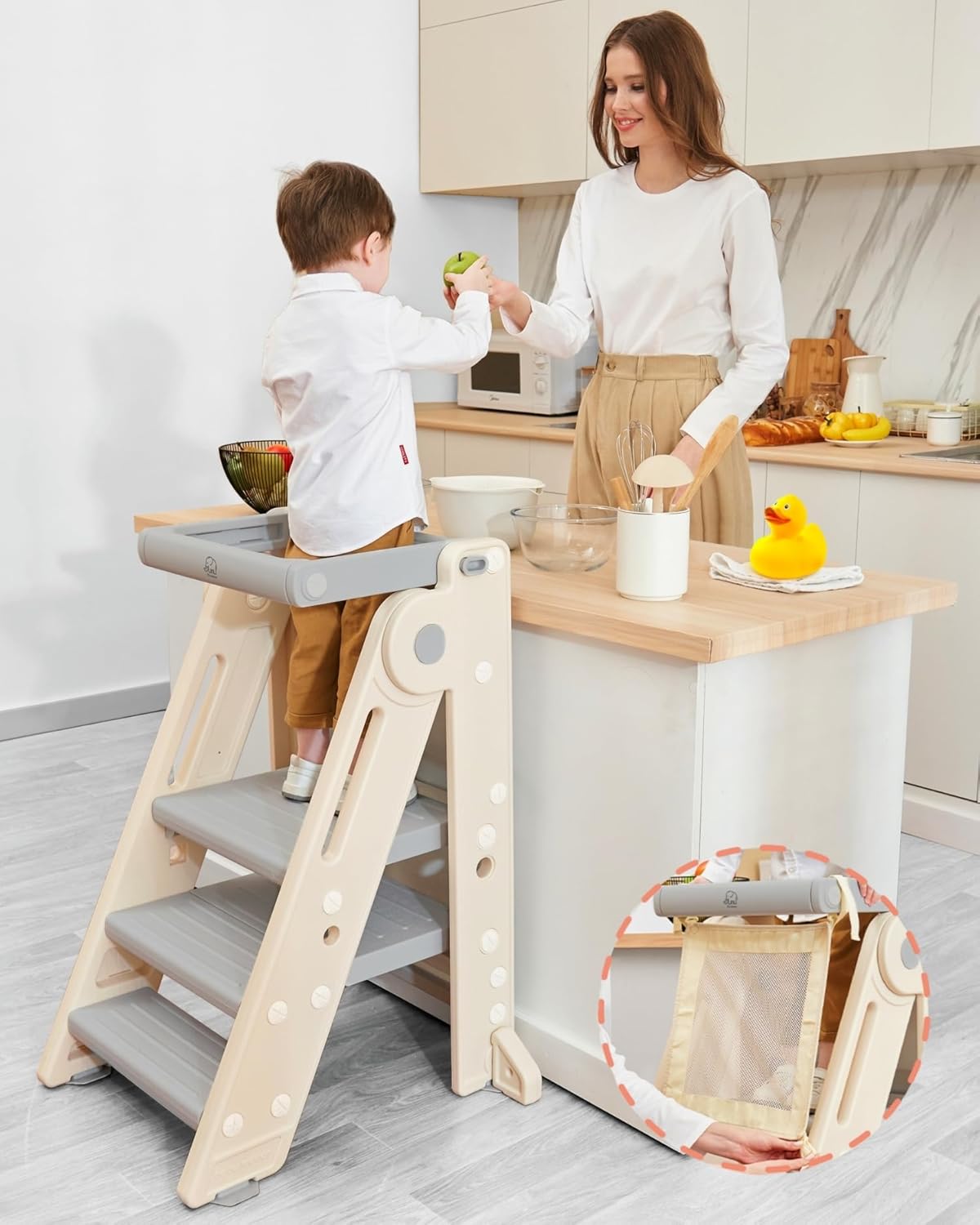 Forbena Foldable Toddler Tower Kitchen Learning Stool Helper