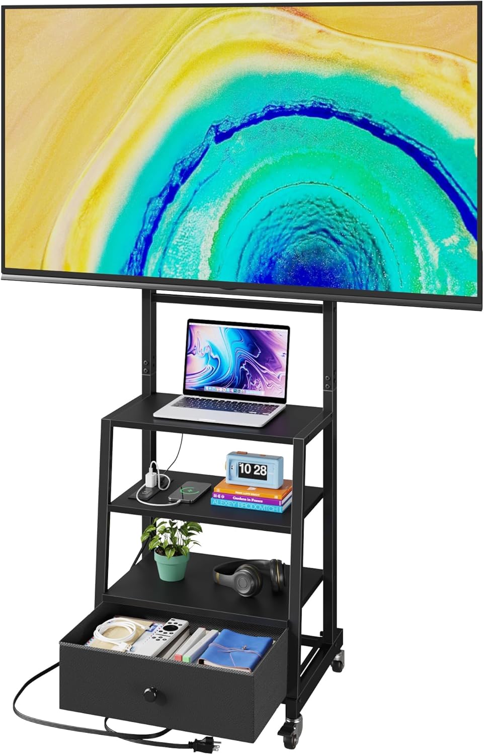 Rolling TV Stand with Wheels and Mount for 32-75 in TVs