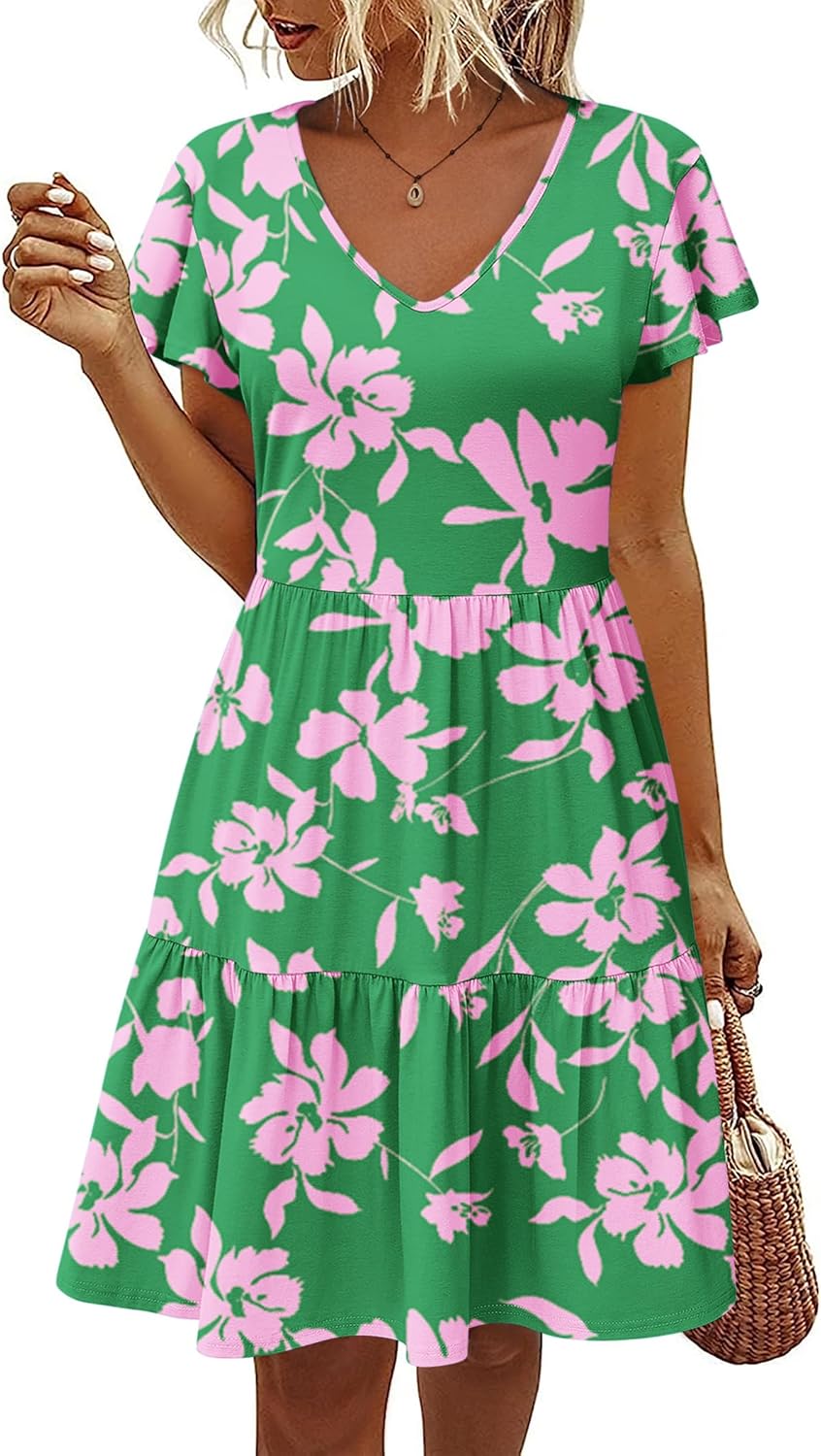 HOTOUCH Women's Casual Summer Dress with Pockets and Ruffles