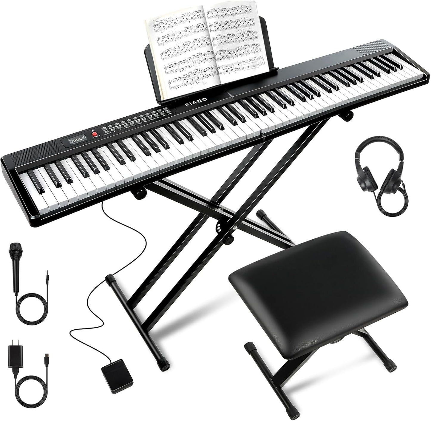 Beginner's Dream Keyboard: 88 Keys, Bluetooth, 1000 Tones, Sustain Pedal, MIDI