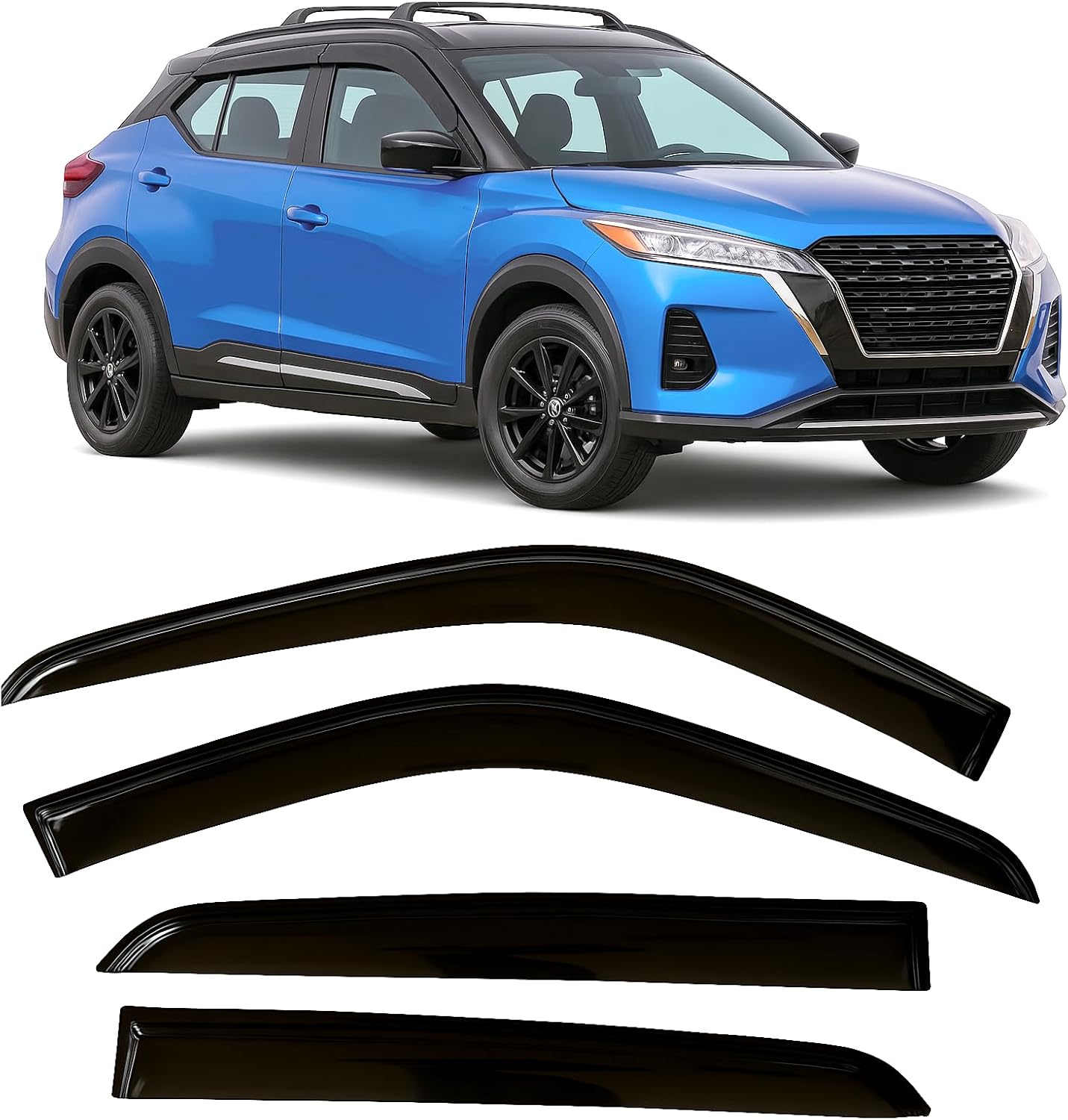 Tape-On Rain Guards for Nissan Kicks 2018-2024 - Extra Thick Visors