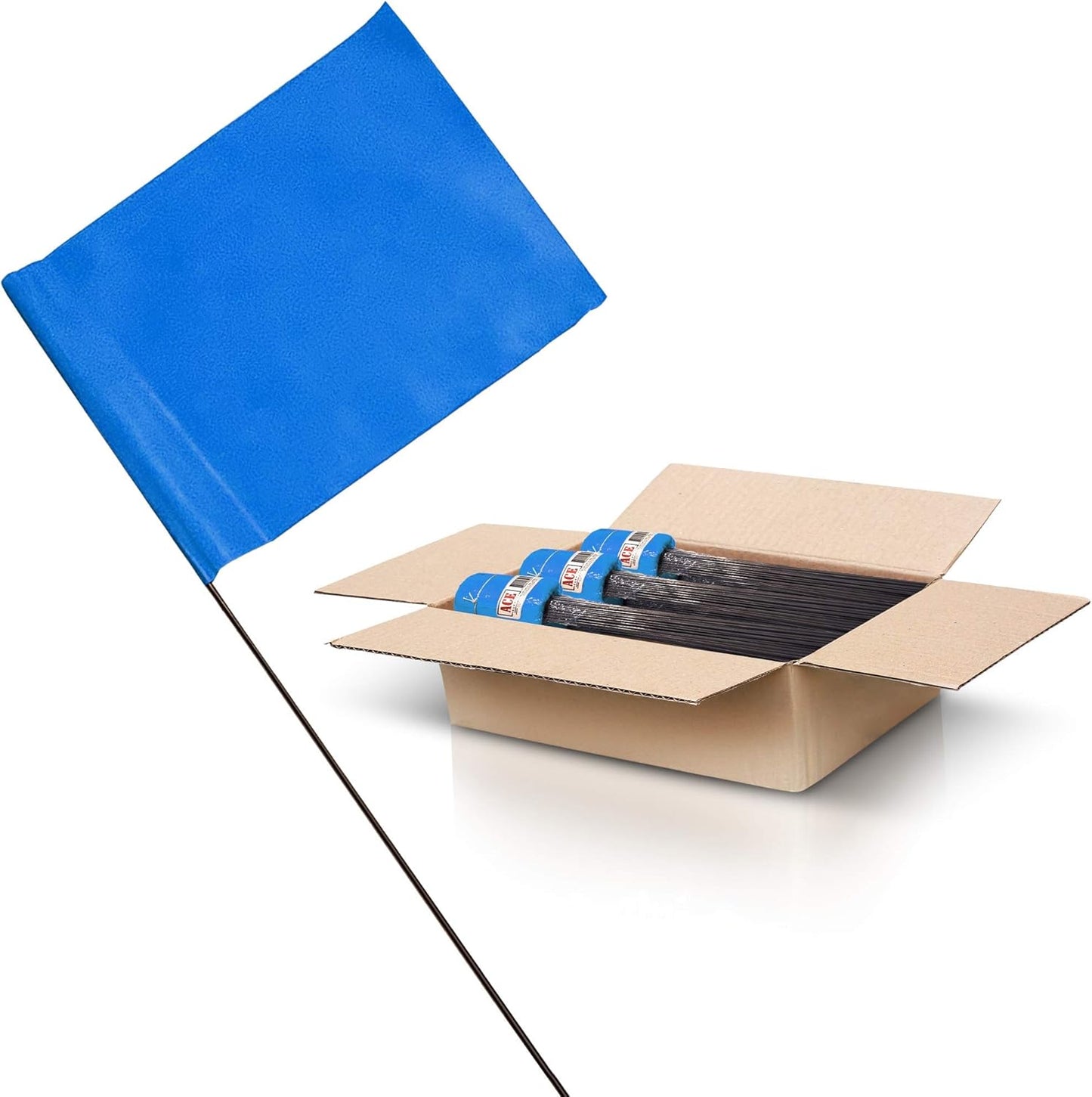 Blue Marking Flags 1000 Pack for Lawn, Irrigation & Landscaping