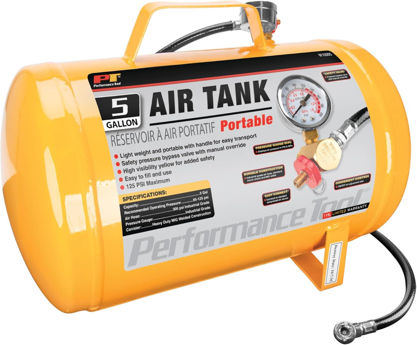 Performance Tool W10005 Hi-viz 5-Gallon Air Tank Review