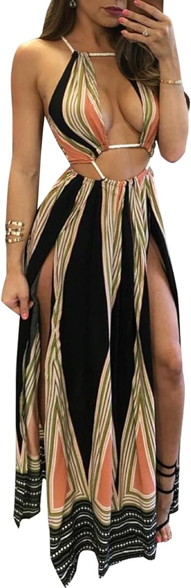 BIUBIU Women's Sexy Boho Floral Halter Summer Beach Dress