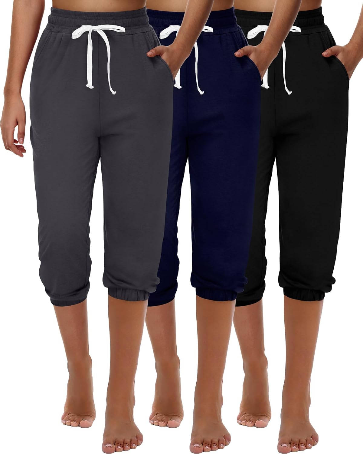 Ficerd Women's Capri Sweatpants Joggers for Summer Comfort