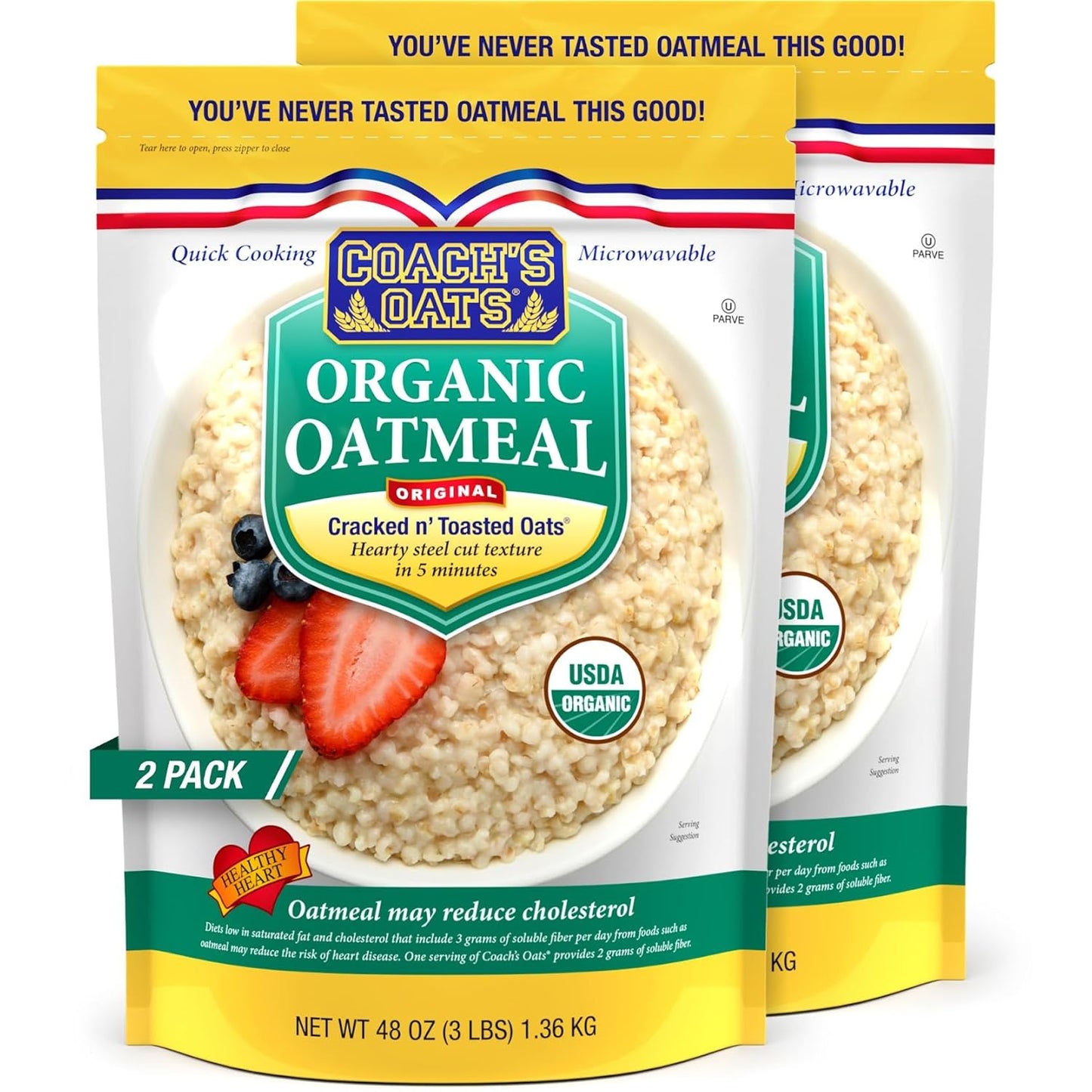 Coach's Oats Organic Whole Grain Oatmeal for Quick Breakfast