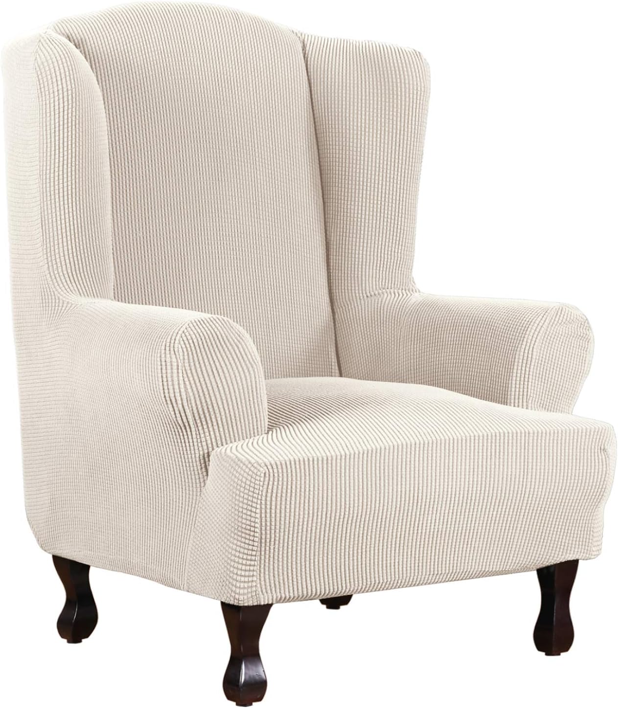 H.VERSAILTEX Wing Chair Slipcover for Wingback Chairs in Ivory