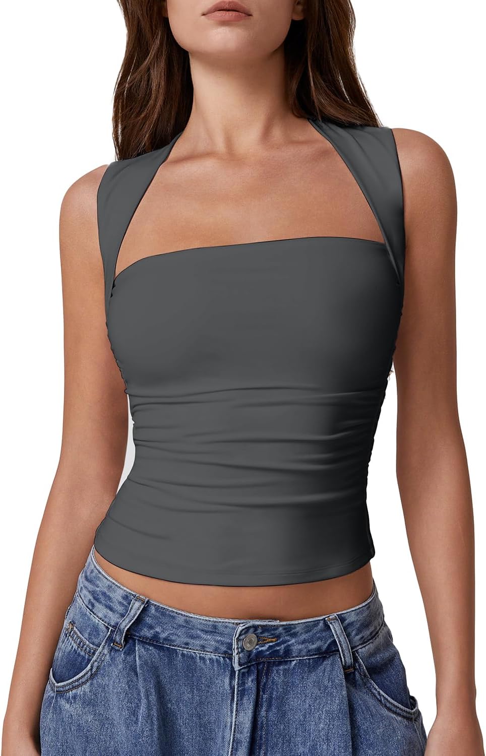 QINSEN Womens Square Neck Tank Top for Stylish Summer Looks