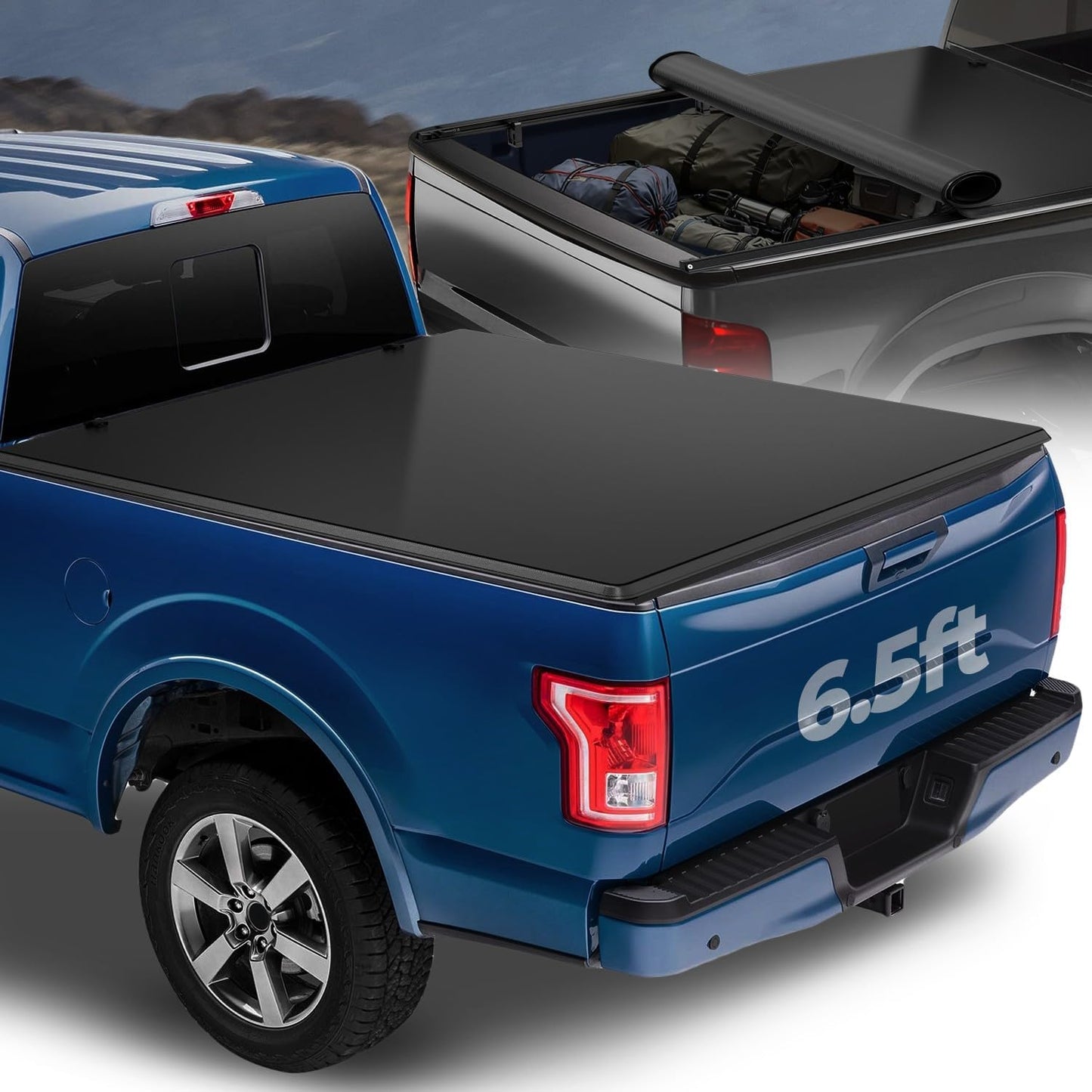 Auto Dynasty Soft Roll-up Truck Bed Tonneau Cover for Ford F-150