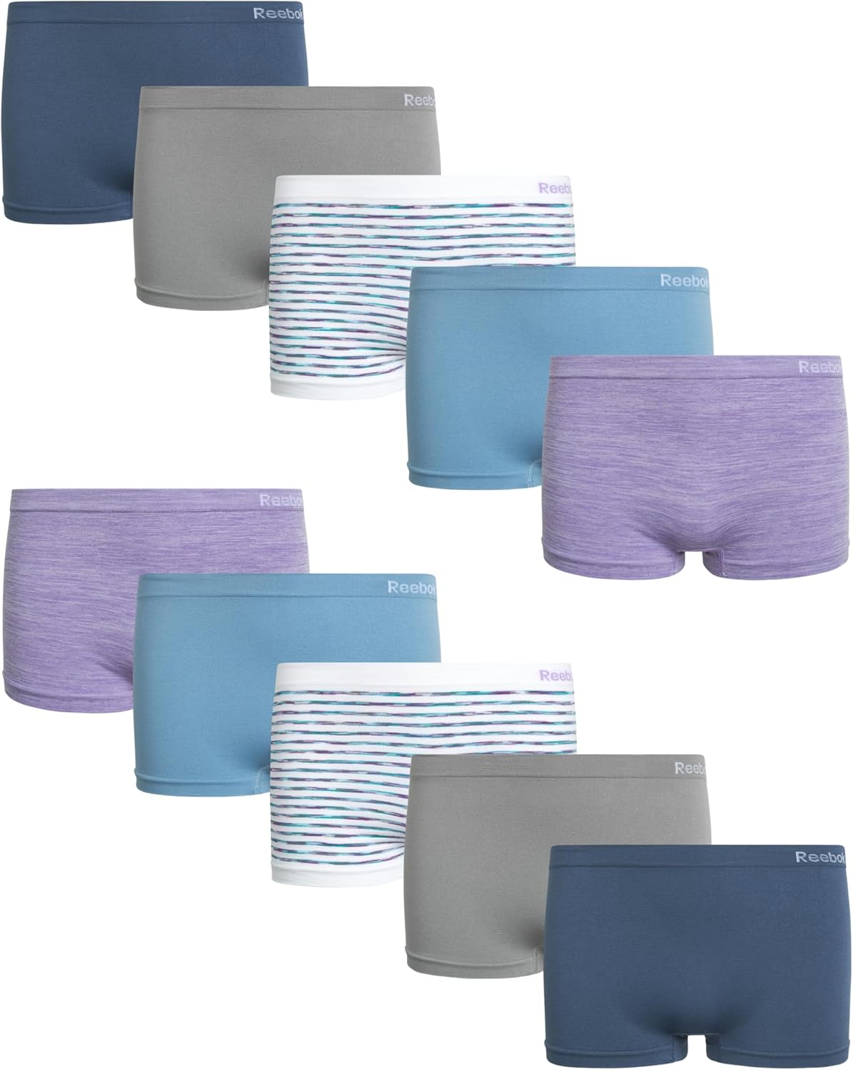 Reebok Girls' Boyshorts Underwear - Soft Seamless 10 Pack