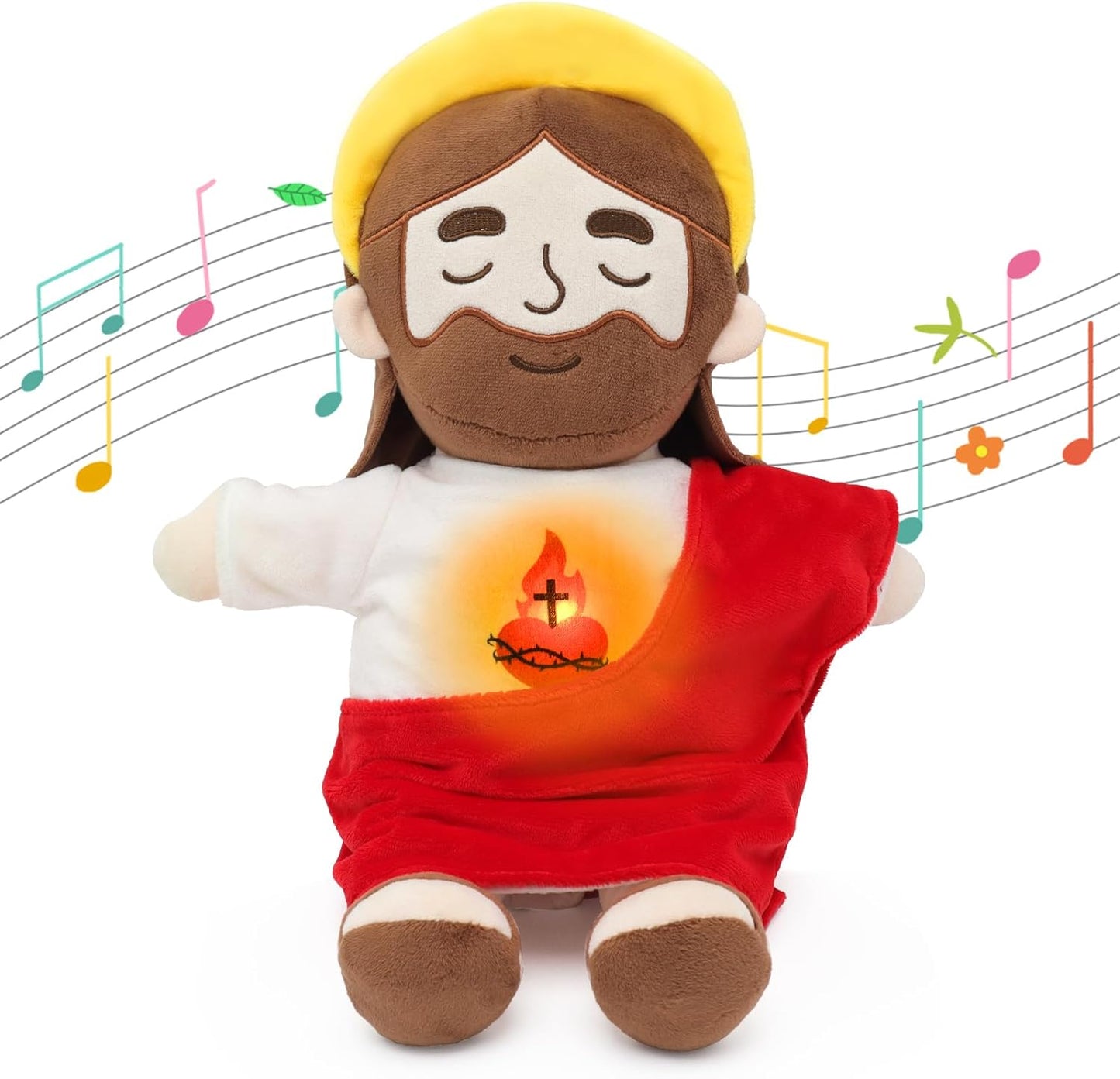 Soothing Jesus Plush Toy with Light & Sound for Kids Comfort