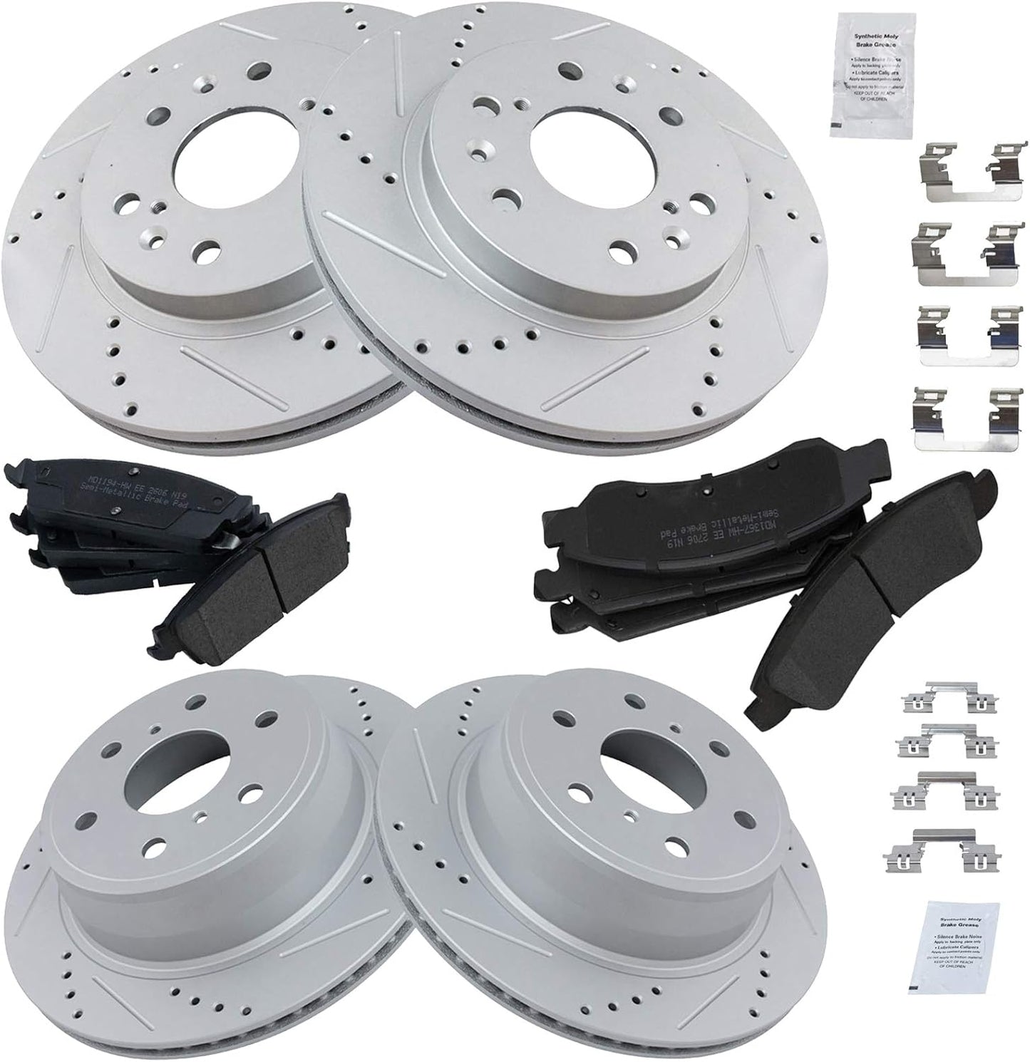 TRQ Front & Rear Brake Pad & Rotor Kit for Cadillac & GMC