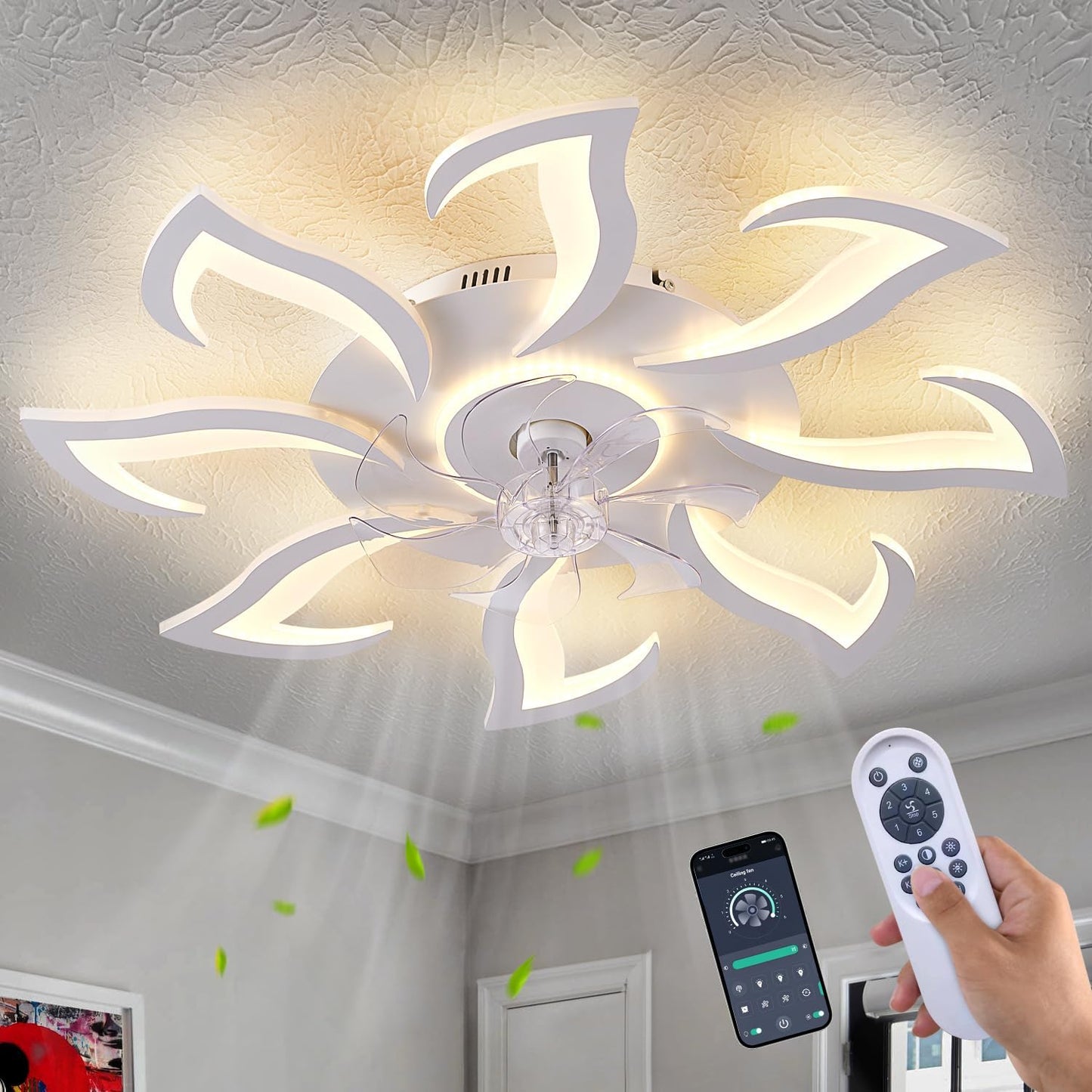 Malnutcolor Modern Low Profile 36 Inch Ceiling Fan with Light