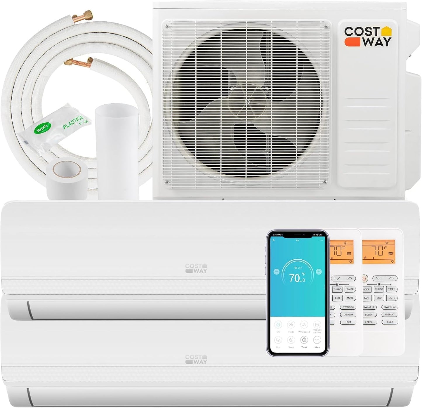 COSTWAY 18k BTU Dual Zone Mini Split Air Conditioner - Alexa Compatible