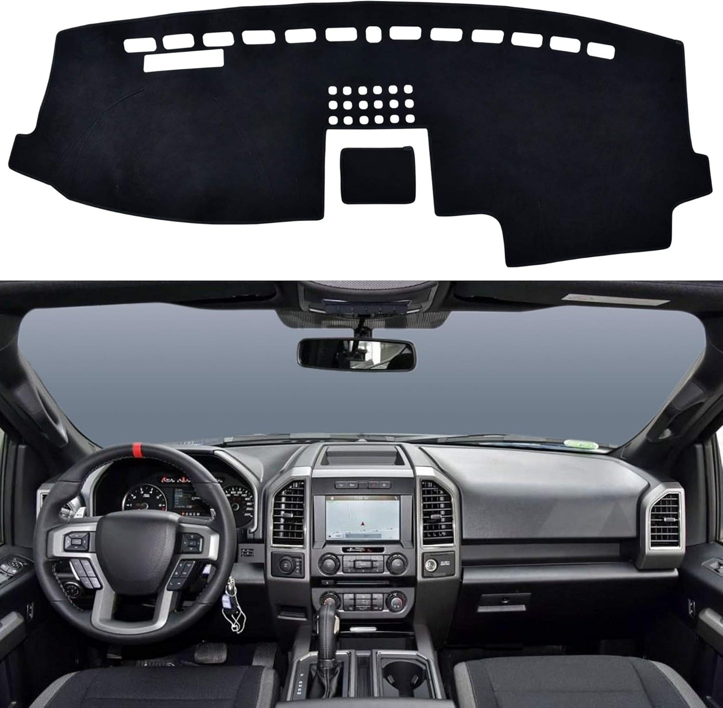 SPEEDWOW Dashboard Cover Mat for Ford F150 2015-2020 Models