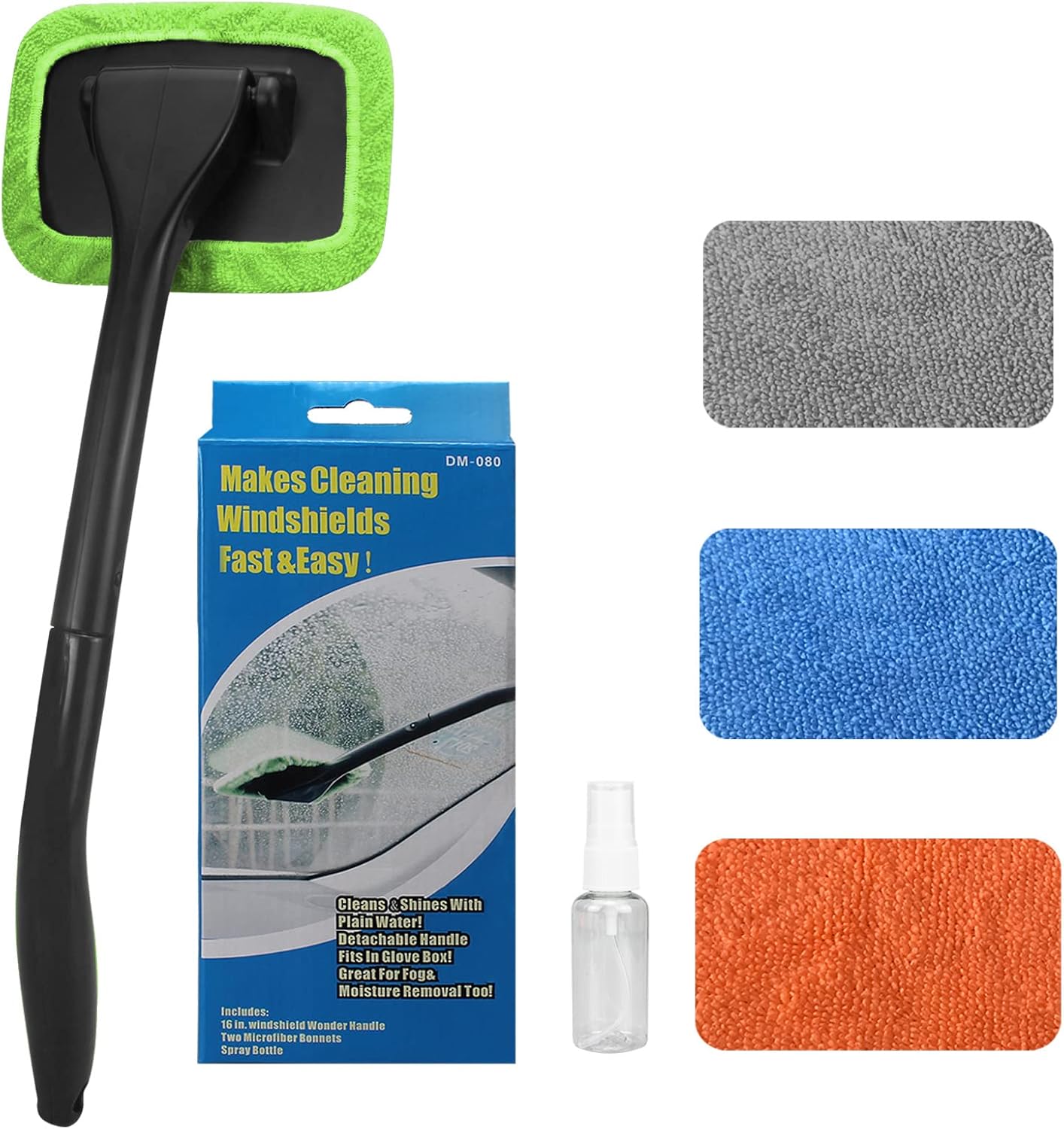 Extendable Car Windshield Cleaner Kit, 4 Reusable Microfiber Pads, SoSickWithIt