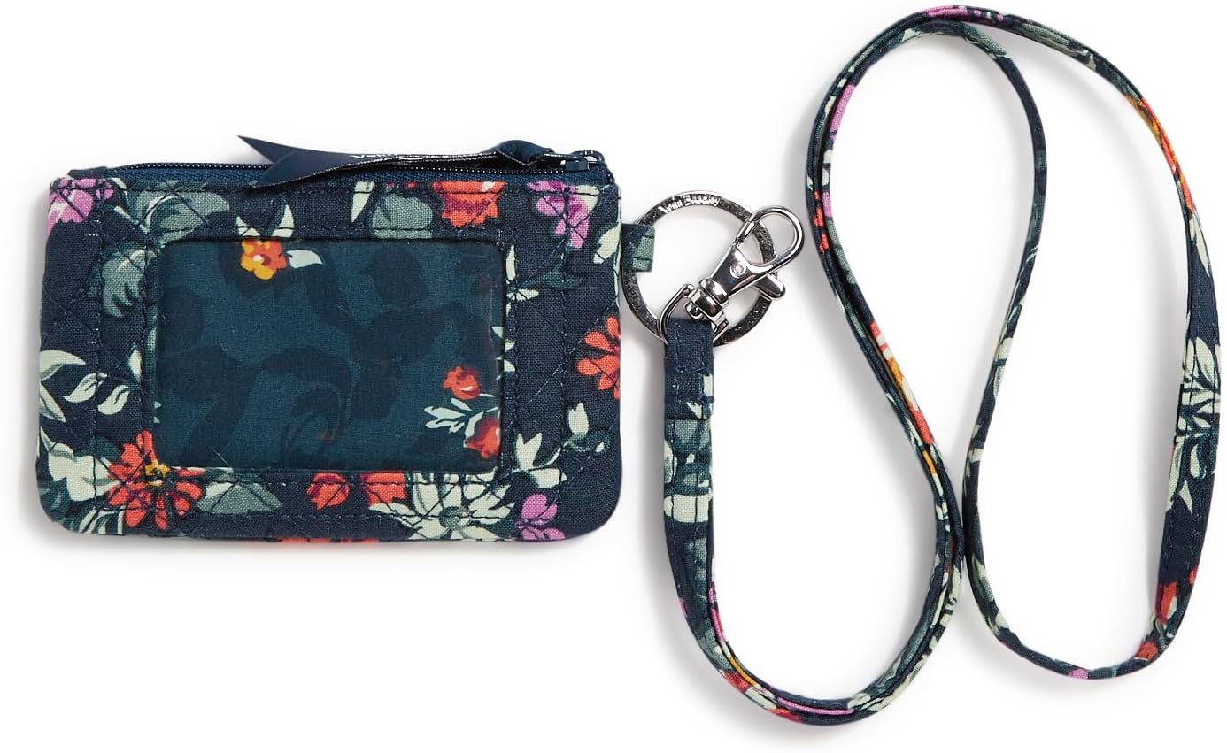 Vera Bradley Women's Cotton Zip ID Case with Lanyard Combo