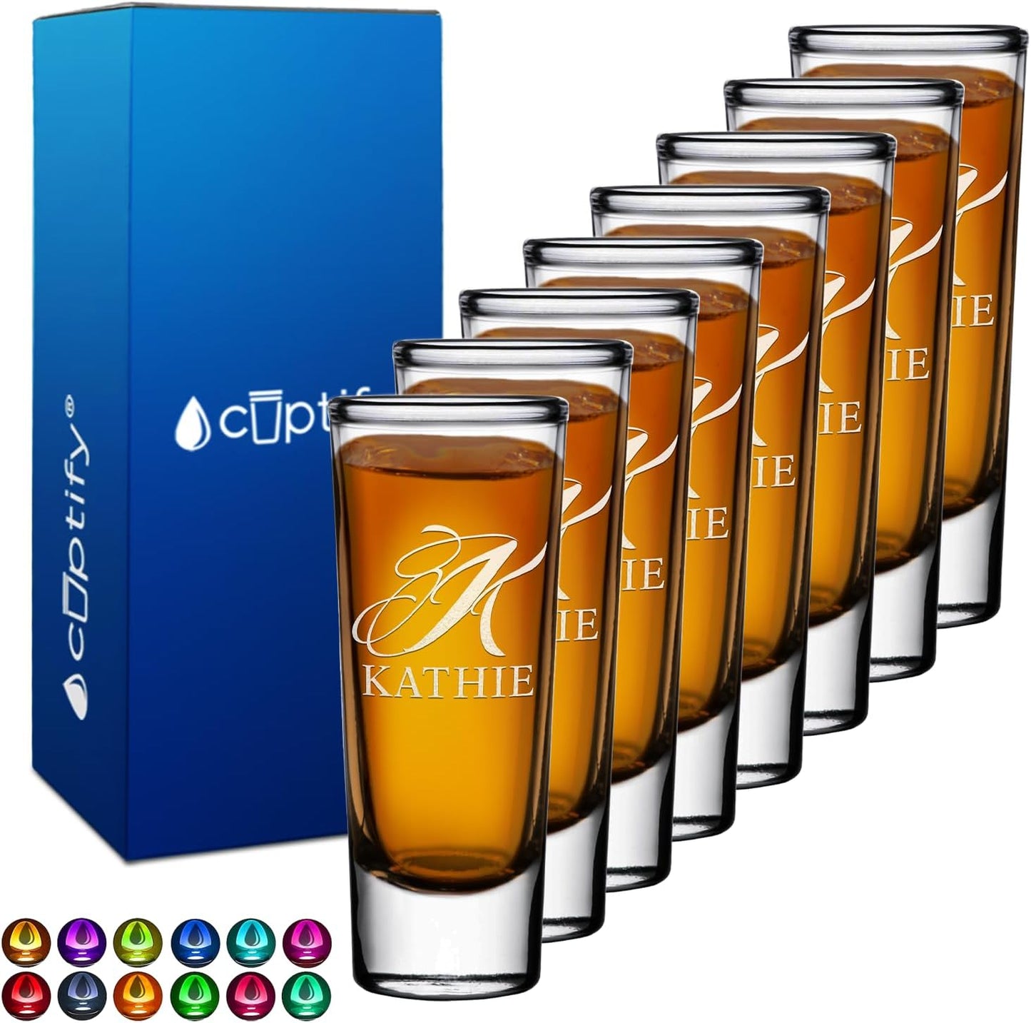 Personalized Shot Glasses Set of 8 Custom 2 oz for Events