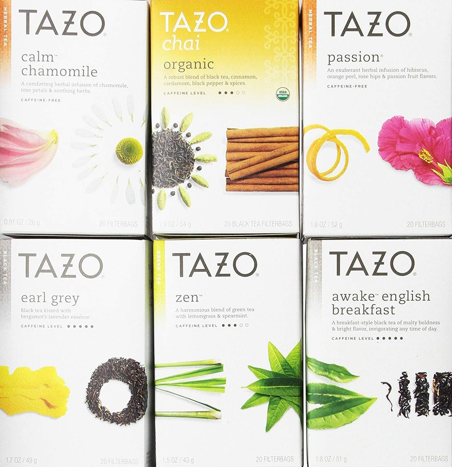 Tazo Assorted Tea Sampler 20ct Pack of 6 for Tea Lovers