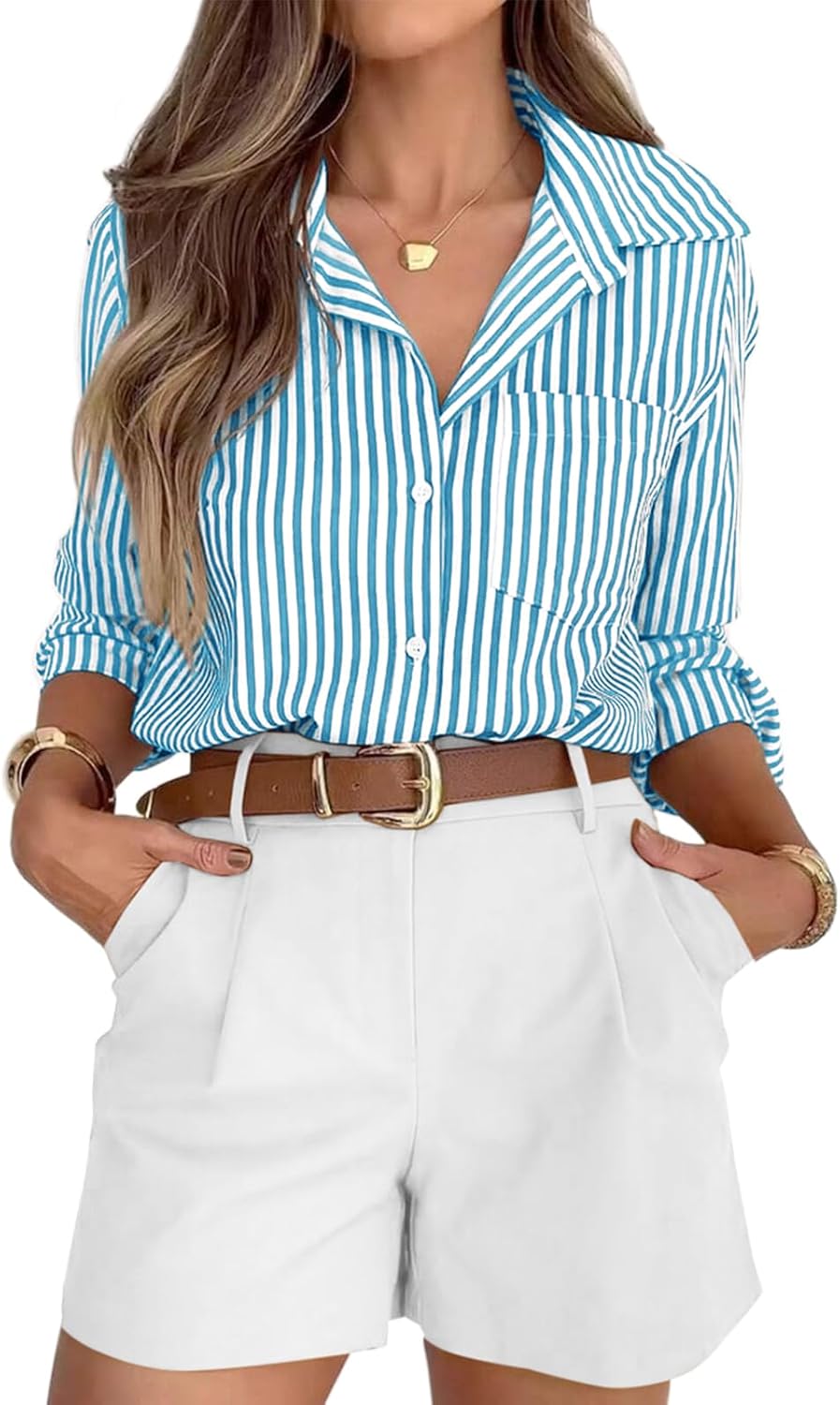 Stylish Striped Button Down Shirts for Women - Casual Elegance