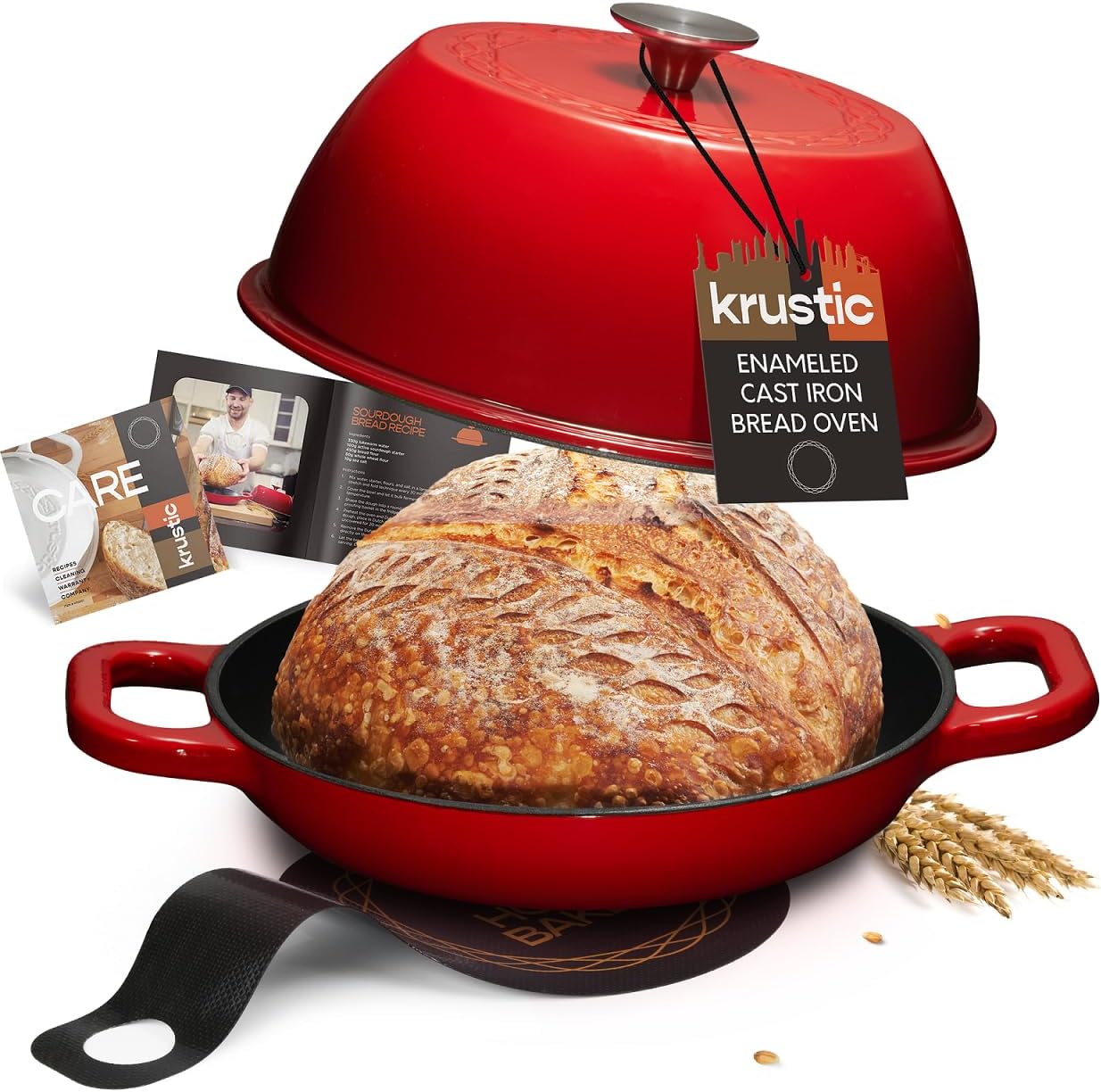 Enameled Cast Iron Dutch Oven for Sourdough Bread Baking