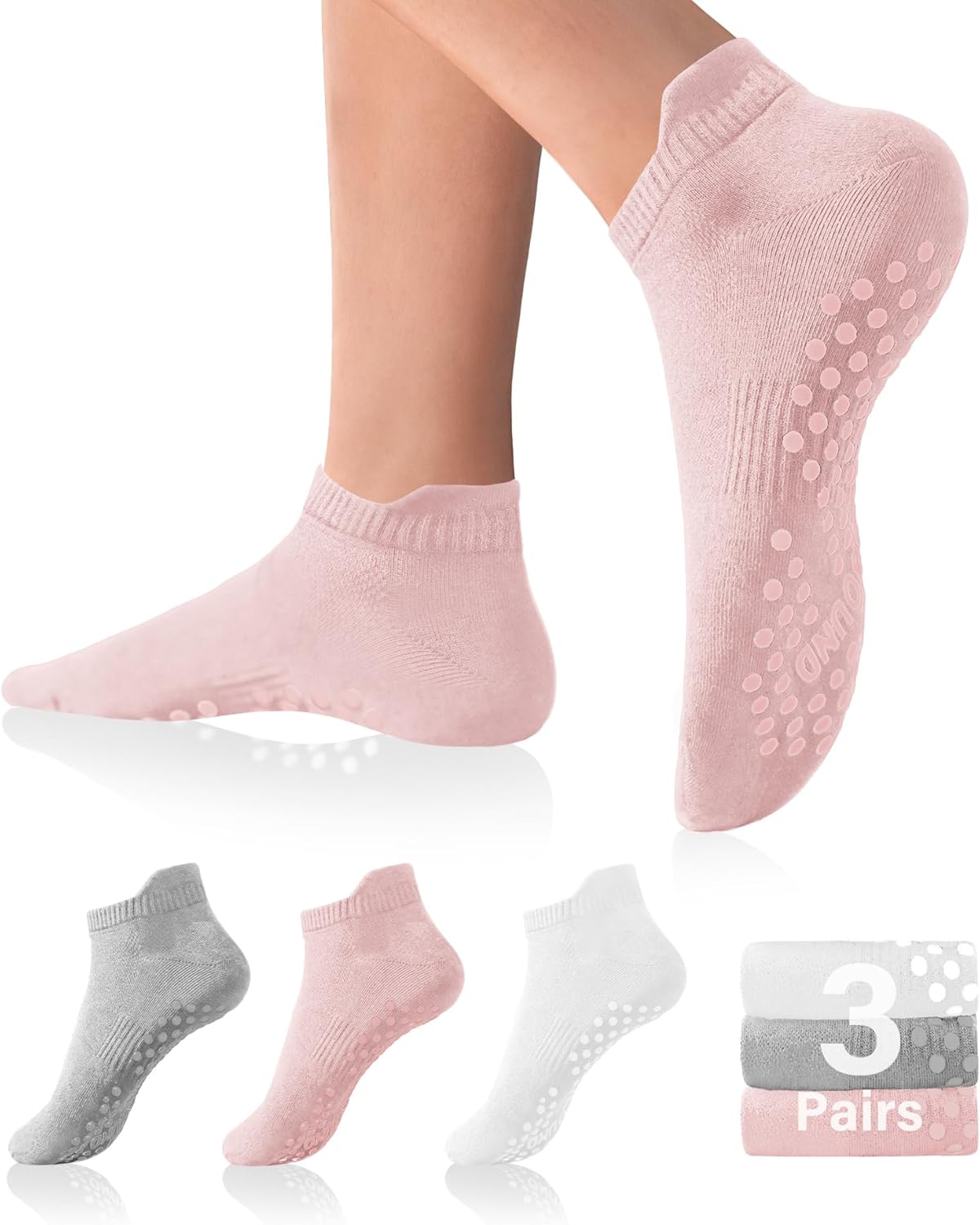 Non-Slip Grippy Pilates Socks - 6 Pairs