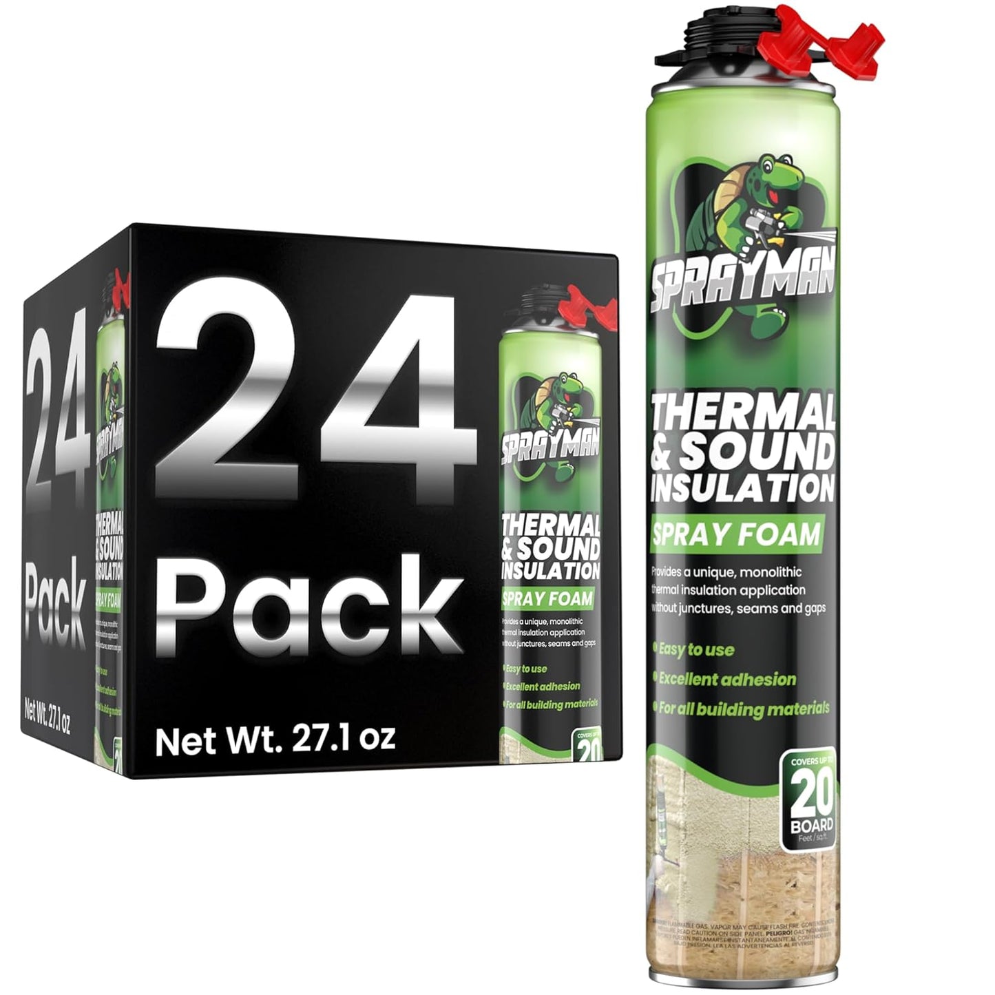 Spray Foam Insulation for Walls and Attics - 24 Pack