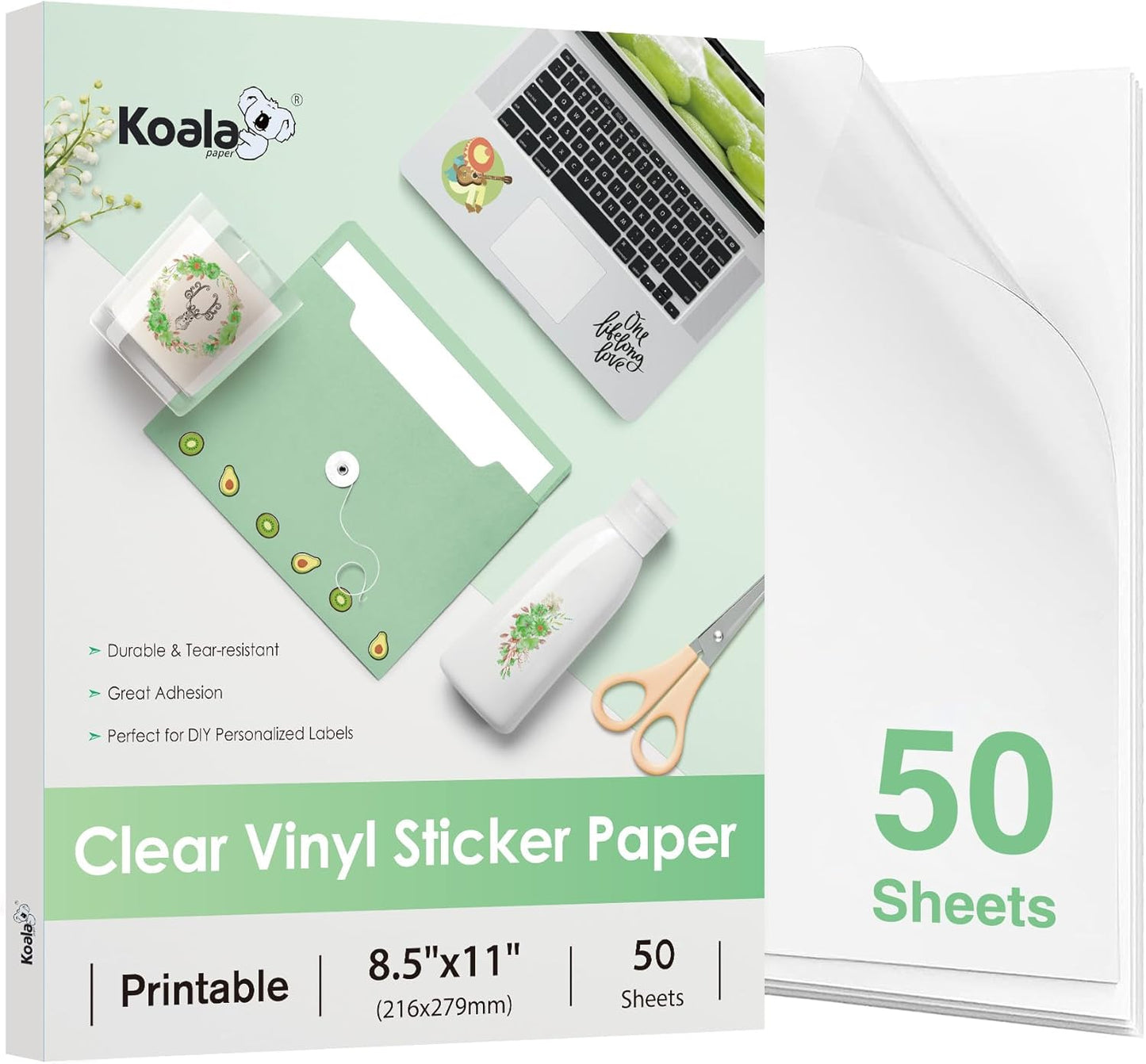 Waterproof Clear Vinyl Sticker Paper - 50 Sheets - DIY Stickers