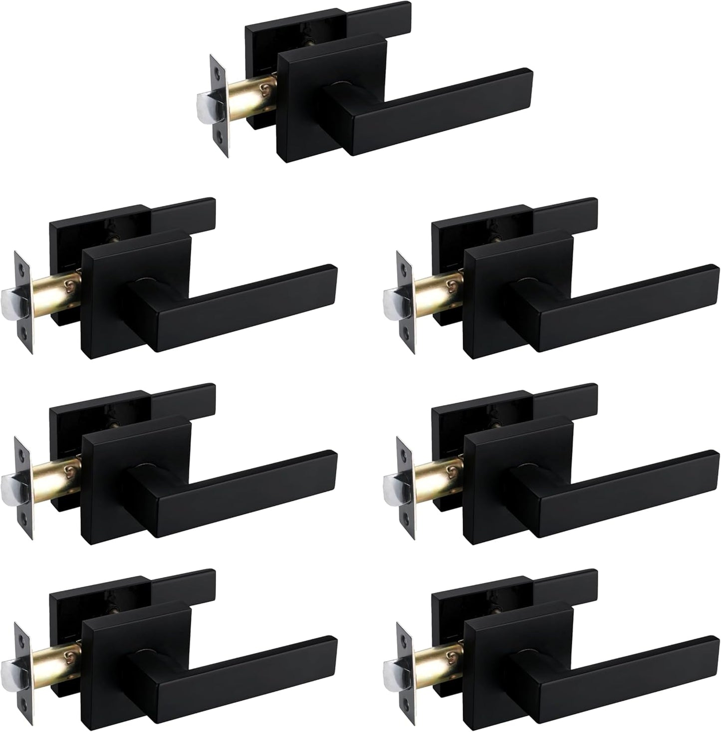 NEWBANG Non-Locking Solid Passage Door Lever Handle in Matte Black